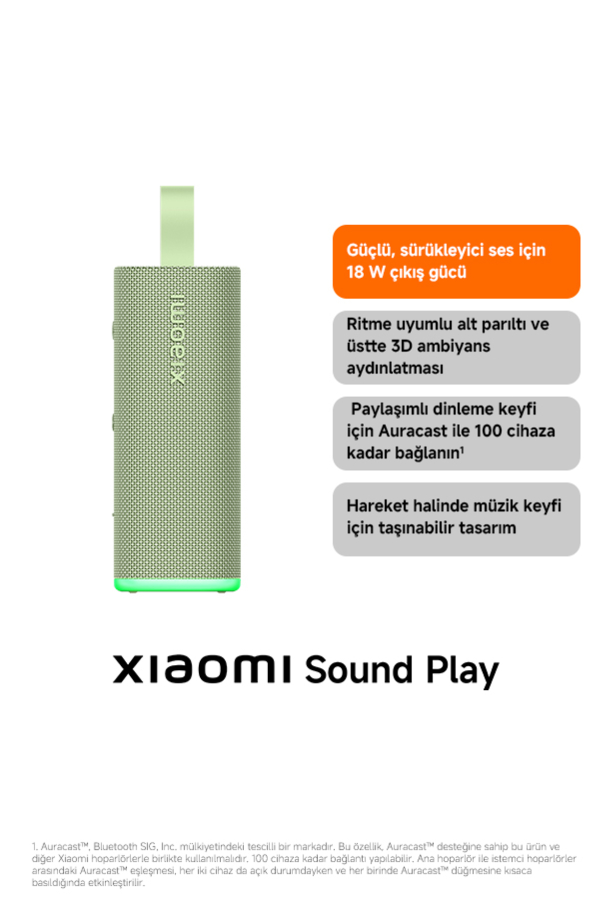 Sound Play 18W Yeşil IP68 Taşınabilir Bluetooth Hoparlör (Xiaomi Türkiye Garantili) 3