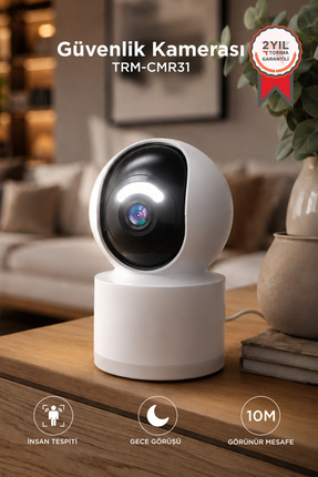 Torima Güvenlik Kamerası Led Işıklı Wifi Full Hd Smart Ip Kamera CMR31 Beyaz