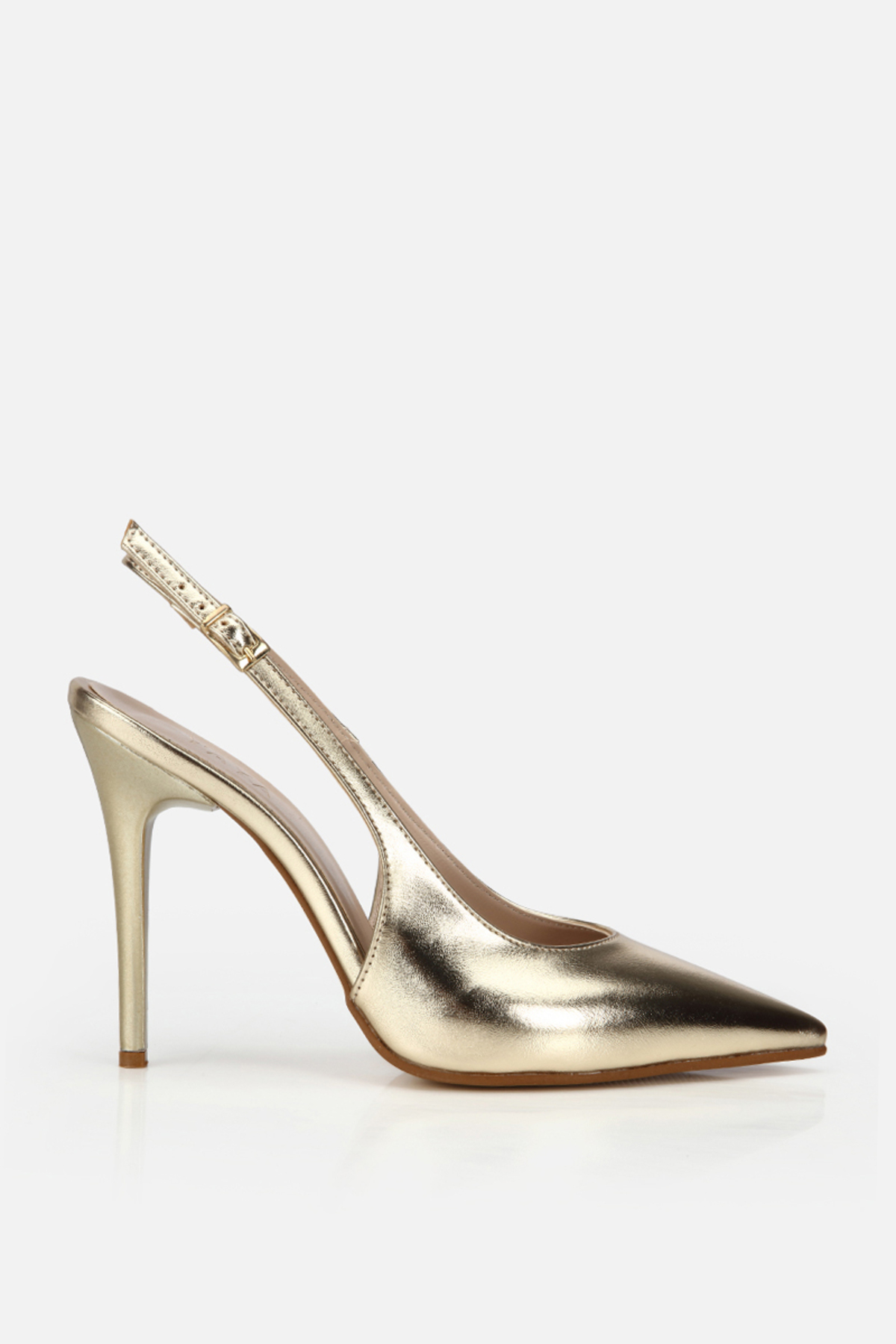 Women's Gold Pointed Toe Spring High Heeled Evening Shoes