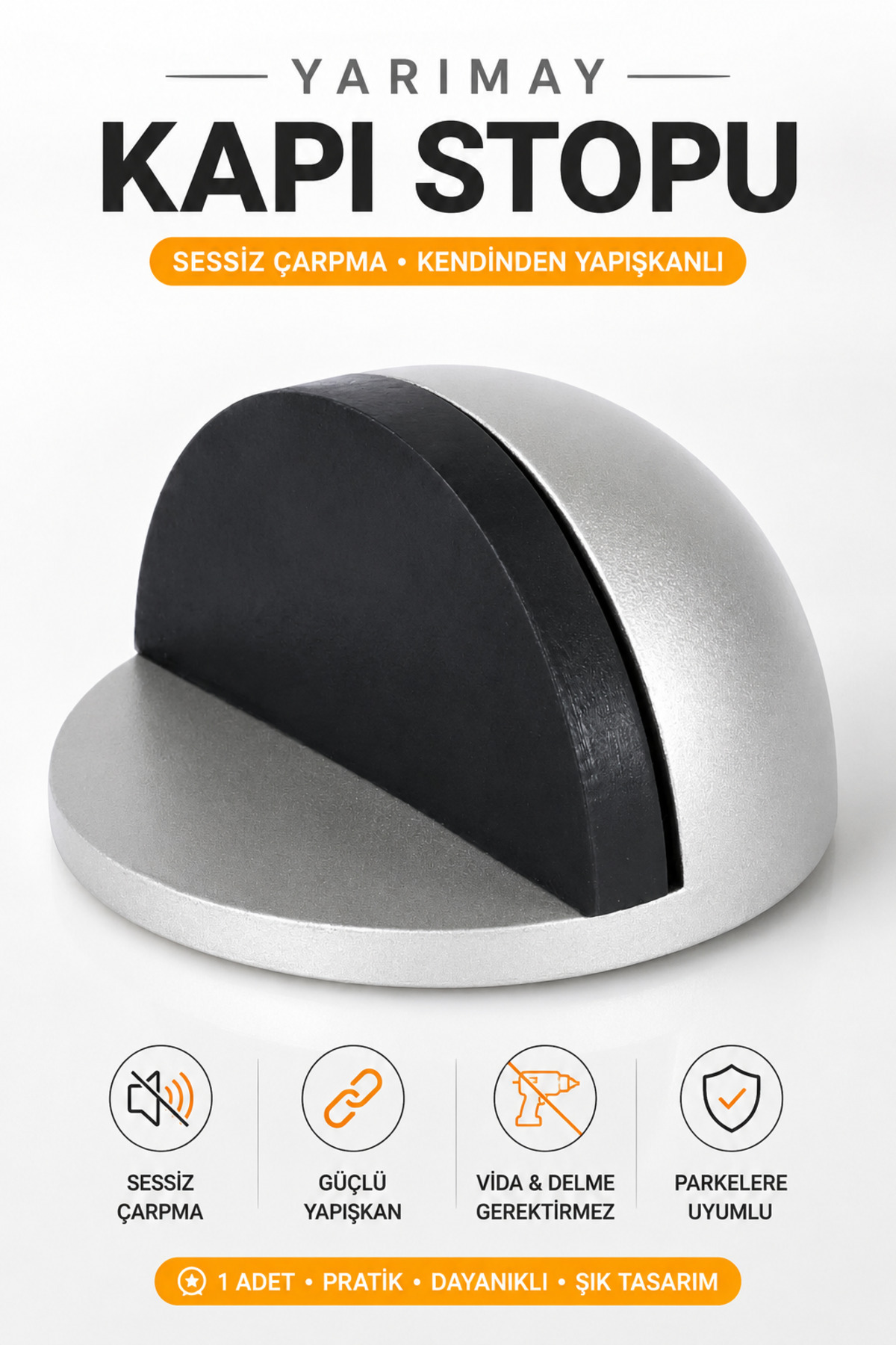 Half Adhesive Door Handle Stopper Bumper Metal Door Stop Stopper Holder Holder Grey