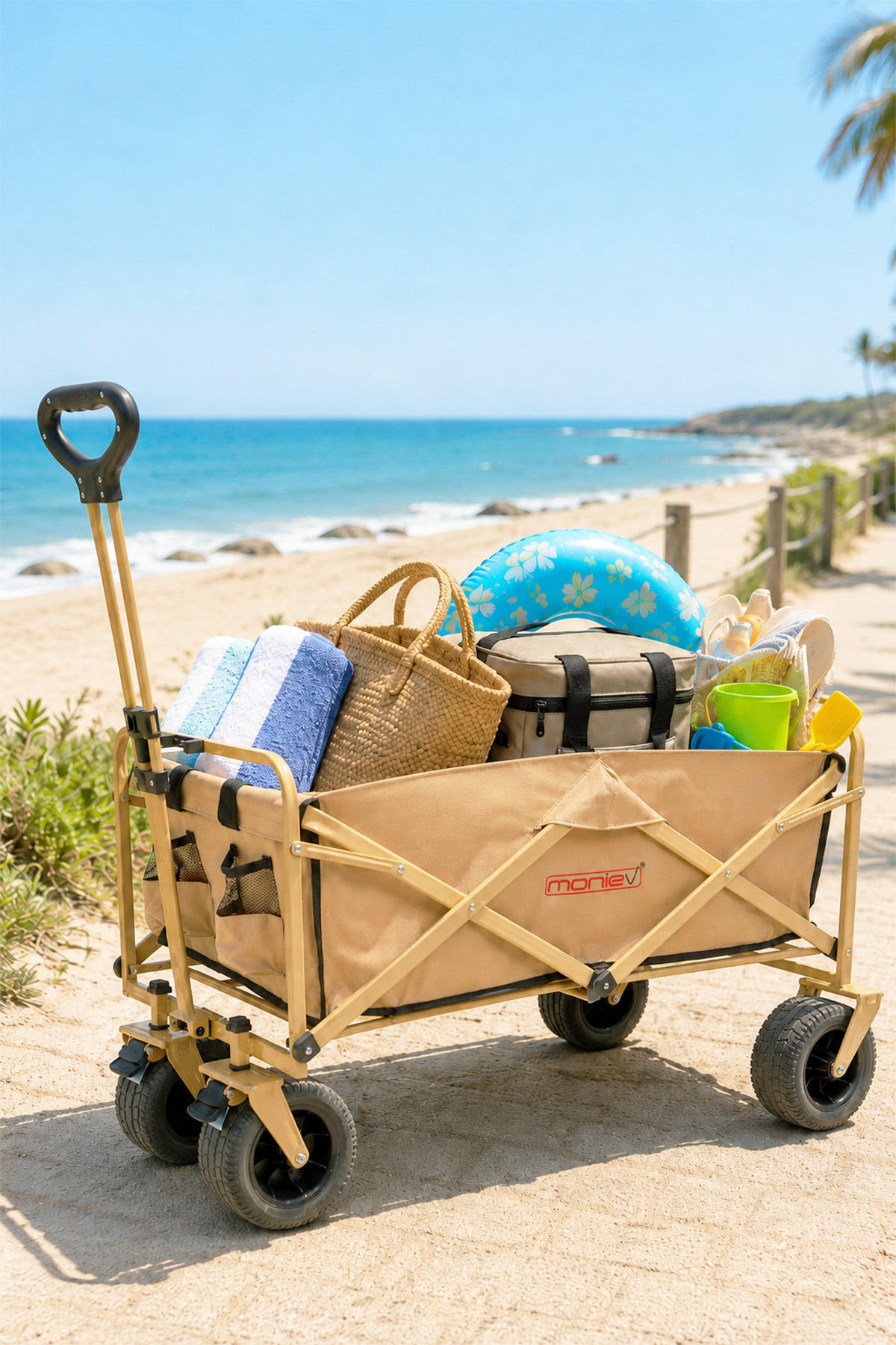 Camping Trolley Folding Trolley Large Wagon Sunday Shopping Trolley With Brake And Wide Wheel