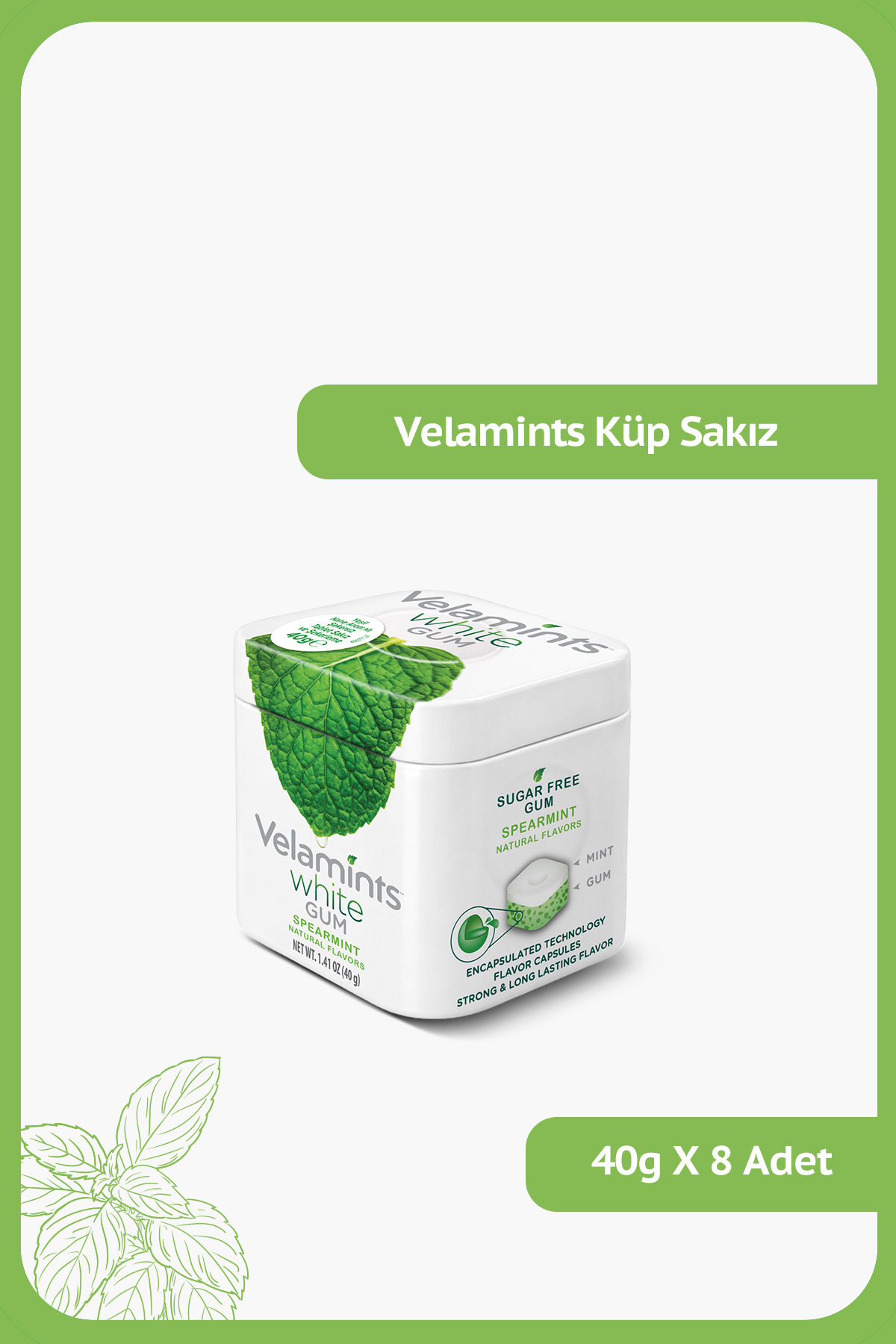 Ülker Velamints Yeşil Nane Aromalı Küp Sakız - 40 gram - 8 Adet