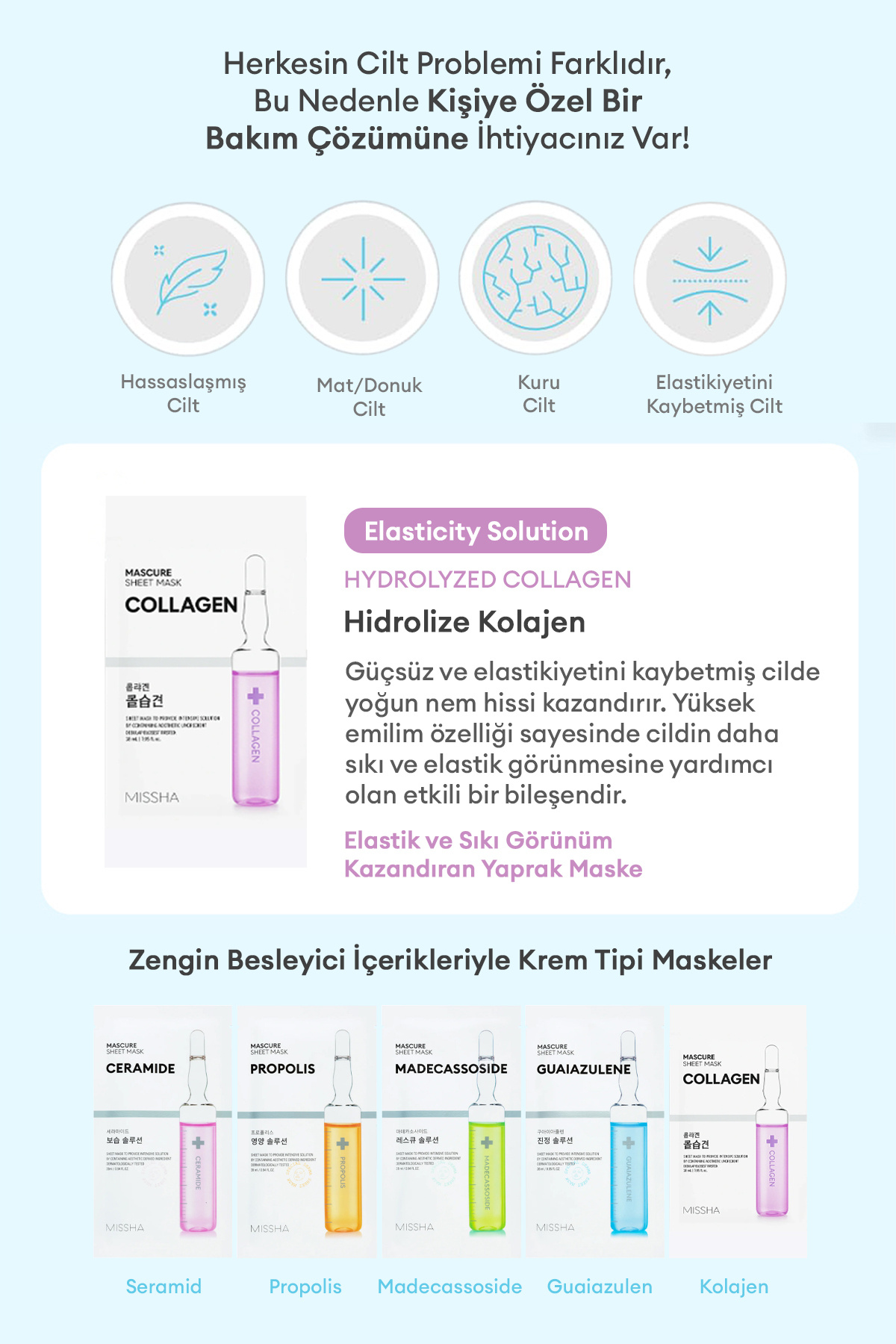 Kolajen İçerikli Elastik Görünüm Sunan Maske MISSHA Mascure Elasticity Solution Sheet Mask Collagen — 8933 — تصویر 3 از 9