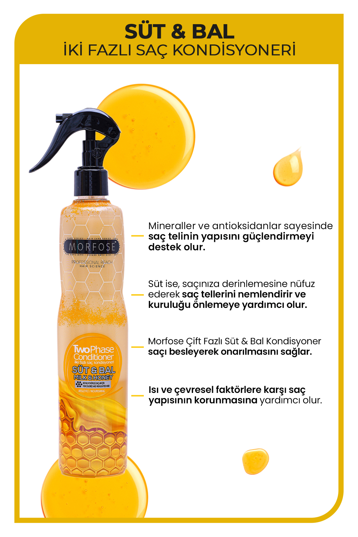 Boyalı ve Röfleli Saçlar İçin Çift Fazlı Süt & Bal Fön Suyu 400 ml — 1100015601 — تصویر 2 از 3