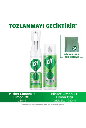 Cif Infinite Clean Sprey Misket Limonu & Limon Otu 280 ml x1 Yedek Şişe 280 m...