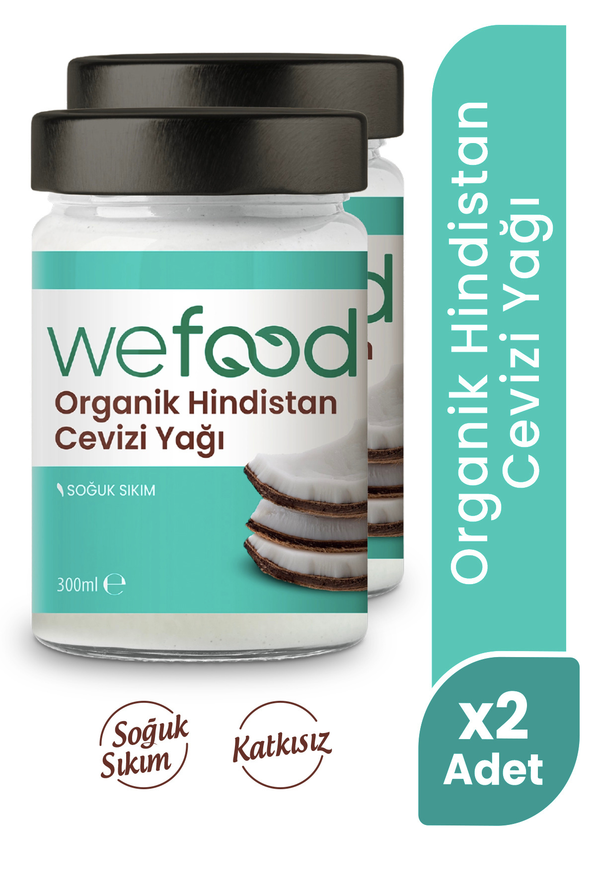 Organik Hindistan Cevizi Yağı 300 ml 2'li (Soğuk Sıkım) — 8681749104055