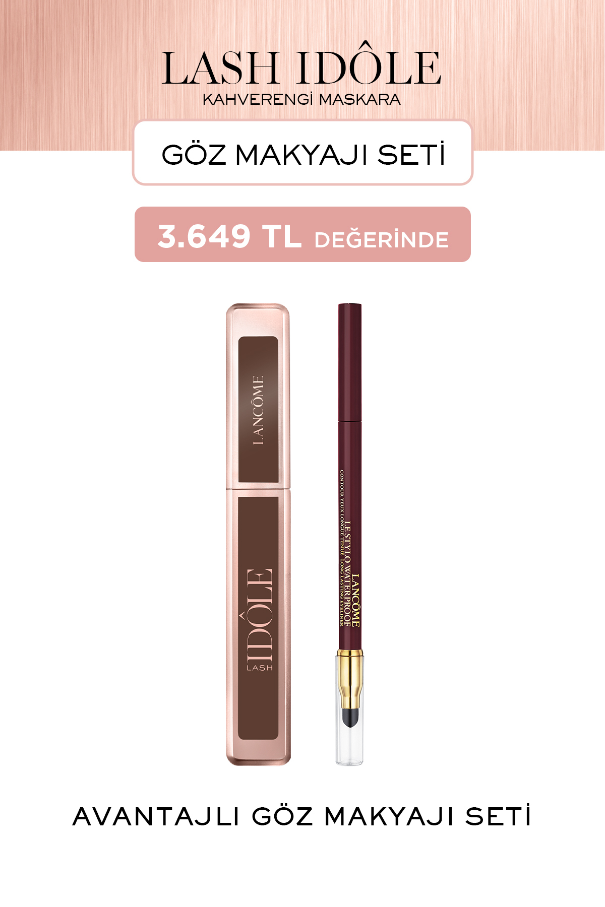 Lancome Lash Idole Kahverengi Maskara & Göz Kalemi Makyaj Seti 7829999999207 — VB829207