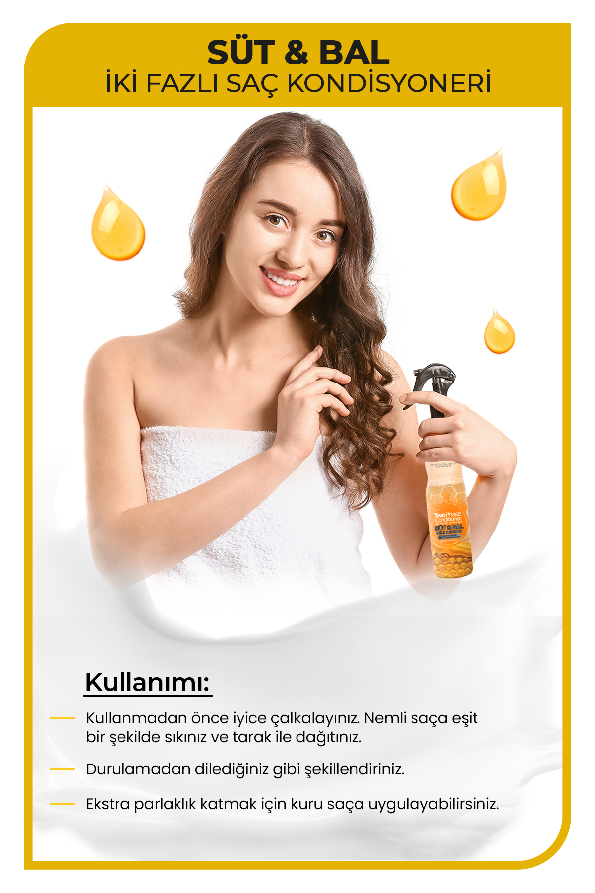 Boyalı ve Röfleli Saçlar İçin Çift Fazlı Süt & Bal Fön Suyu 400 ml — 1100015601 — تصویر 3 از 3