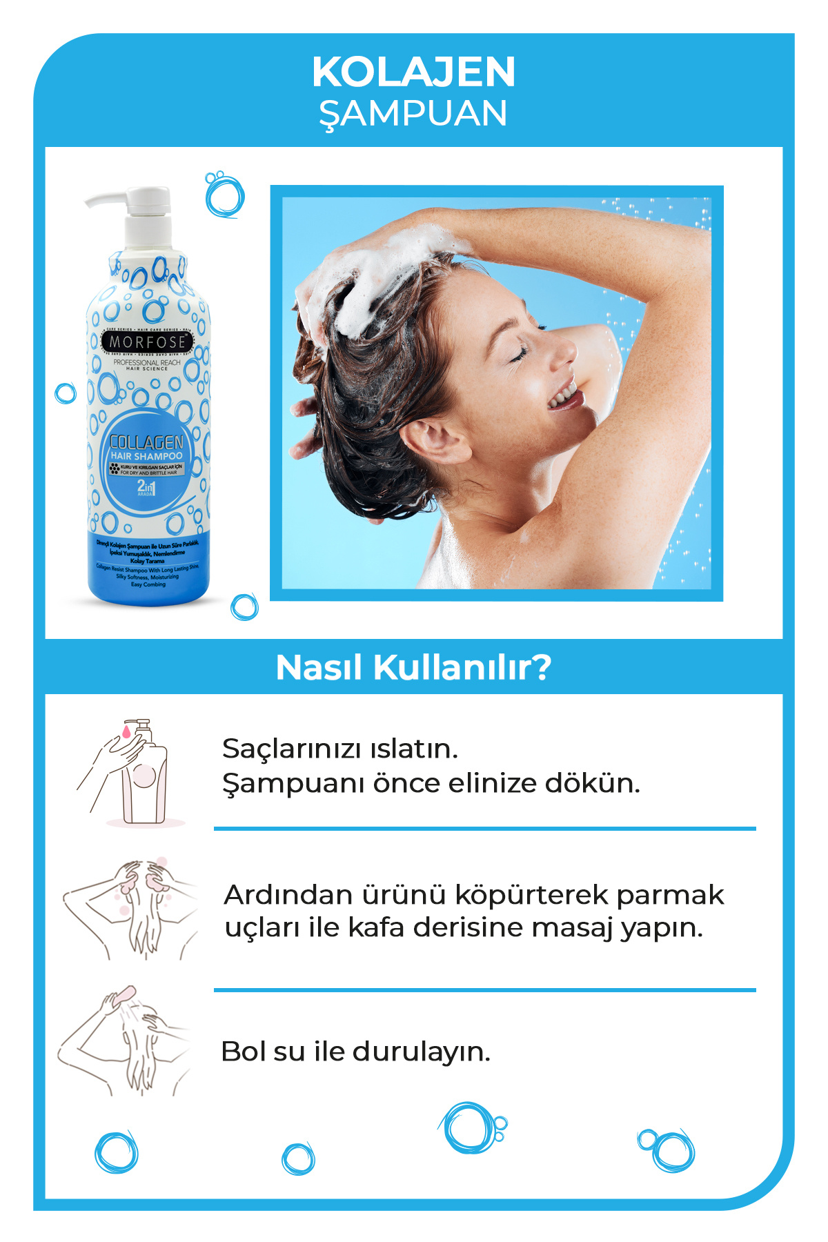 Kolajen Saç Bakım Şampuanı 1000 ml - Zayıf Ve Zarar Görmüş Saçlar — 8680678831131 — تصویر 3 از 3