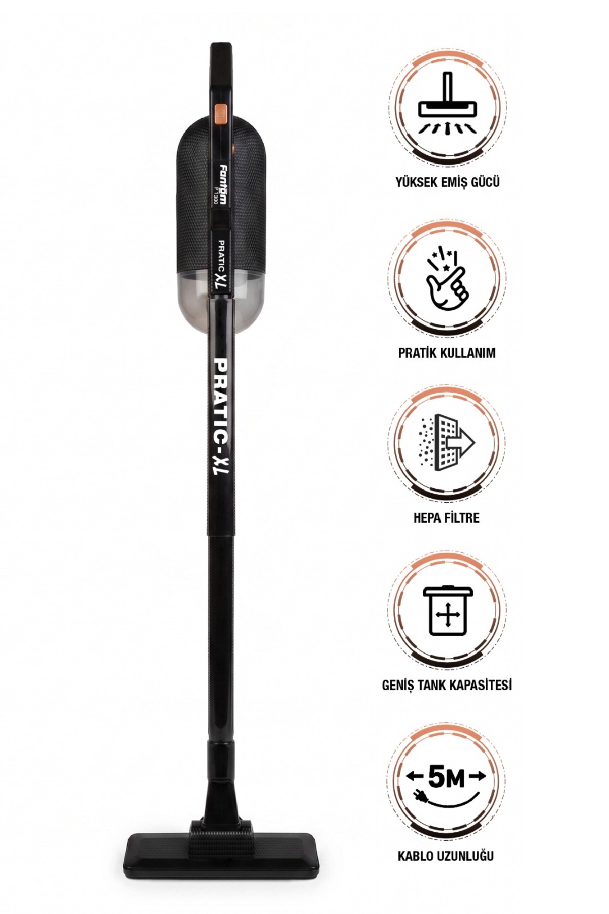 Pratıc-Xl P 1300 Bagless Vertical Vacuum Cleaner Black