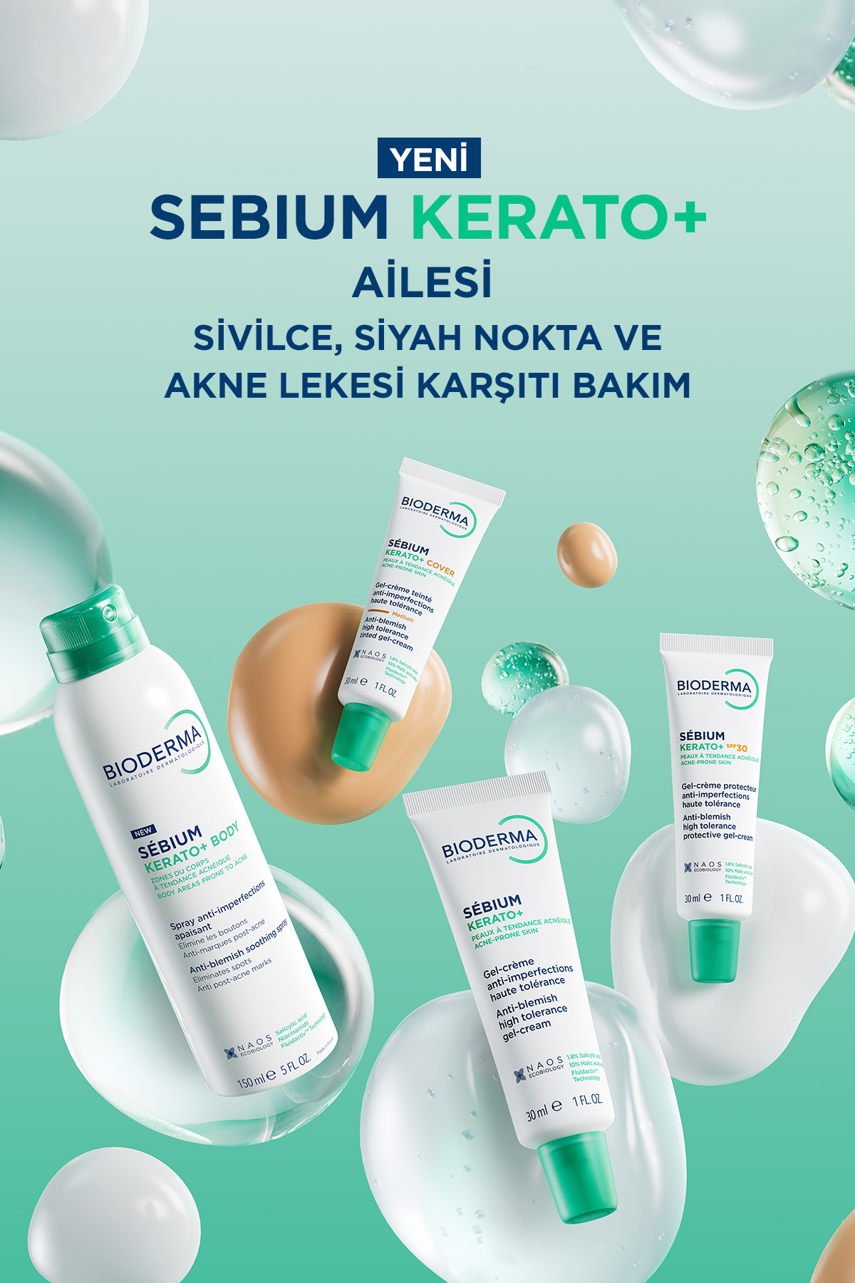 کرم مرطوب‌کننده سبیوم کراتو+ SPF30 با AHA و اسید سالیسیلیک مناسب آکنه 30ml