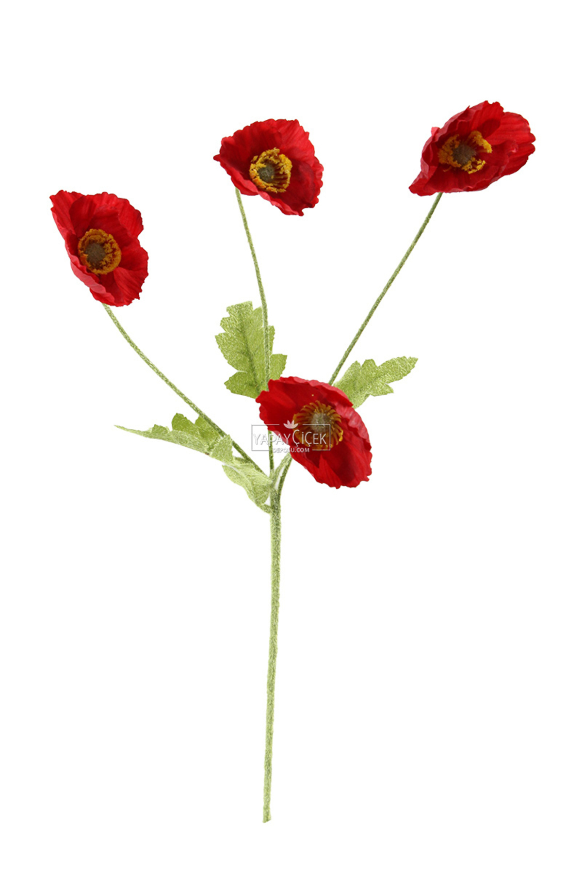 Artificial Flower 4 Poppy Branch 60 cm Red