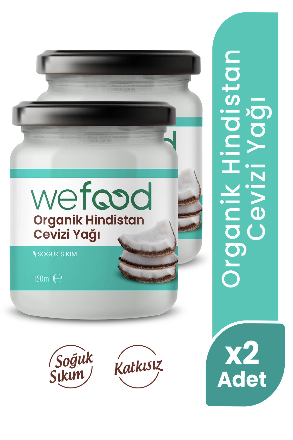 Organik Hindistan Cevizi Yağı 150 ml 2'li (Soğuk Sıkım) — 8681749104048