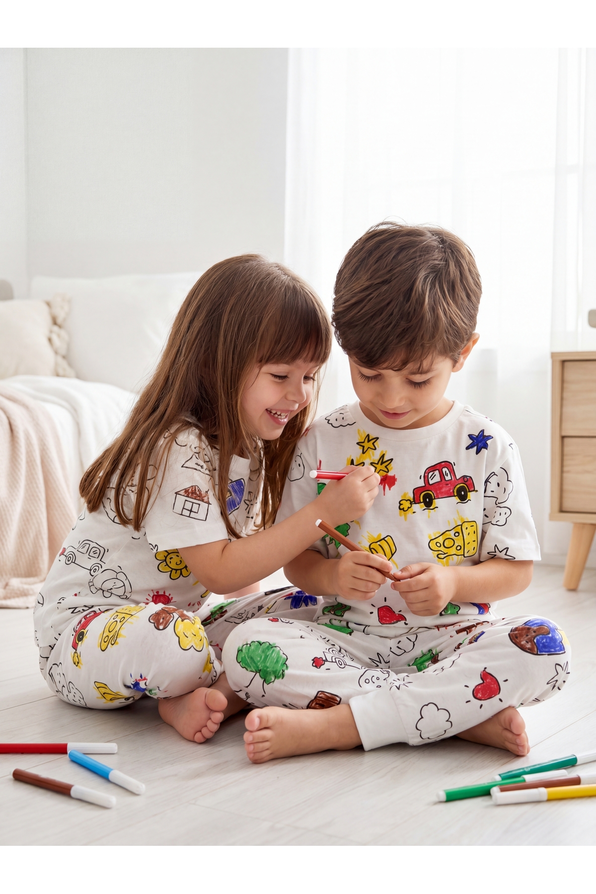 Trendyolmilla Kids Ekru Boya Hediyeli Unisex Çocuk Pijama Takımı TKDSS26PT00018