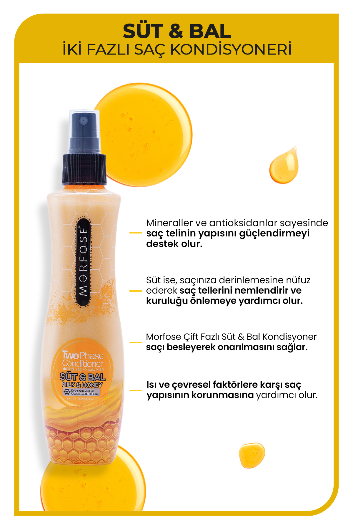 Boyalı ve Röfleli Saçlar İçin Çift Fazlı Süt & Bal Fön Suyu 240 ml — 1100015598 — تصویر 2 از 3
