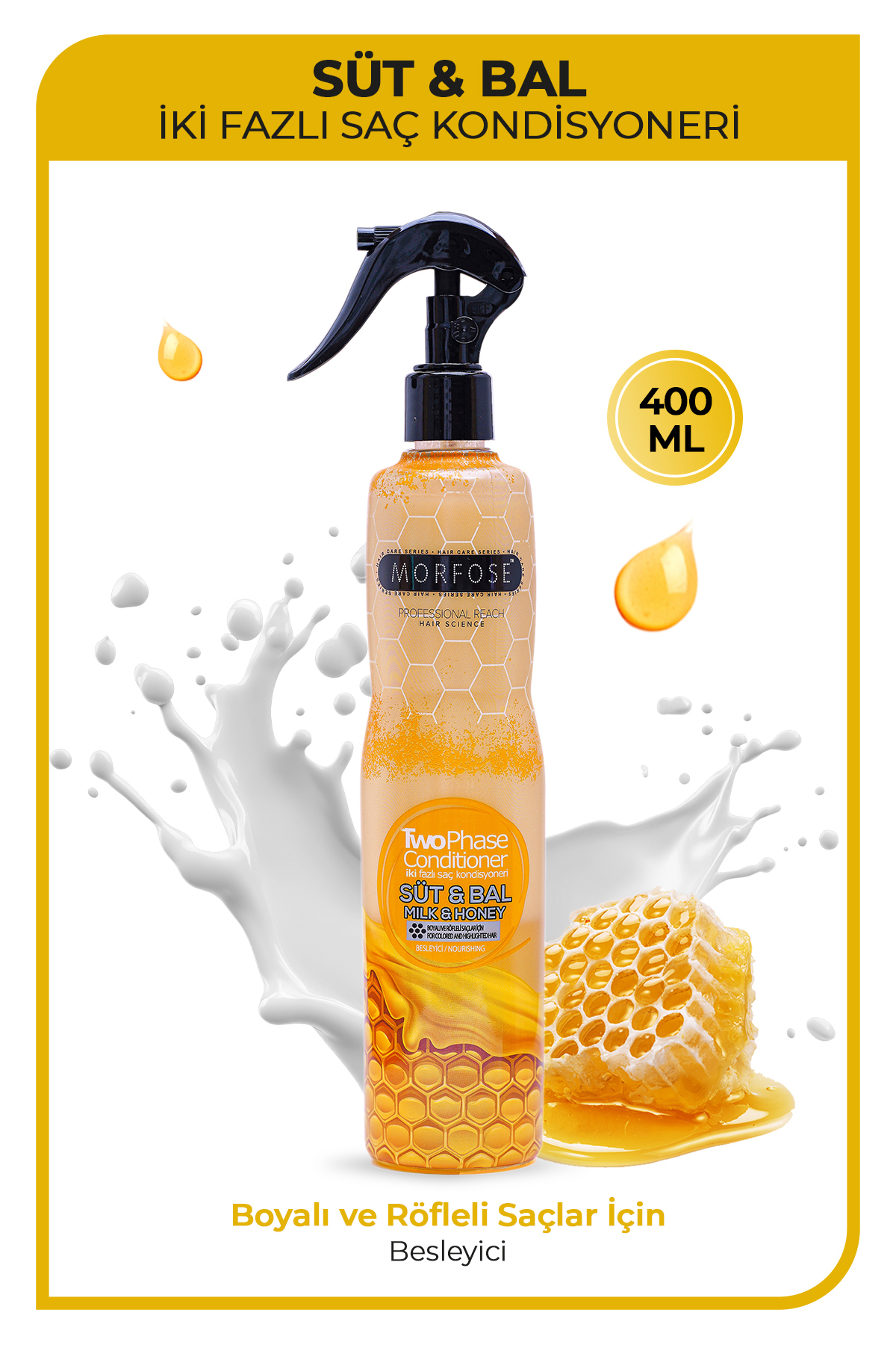 Morfose Boyalı ve Röfleli Saçlar İçin Çift Fazlı Süt & Bal Fön Suyu 400 ml — 1100015601