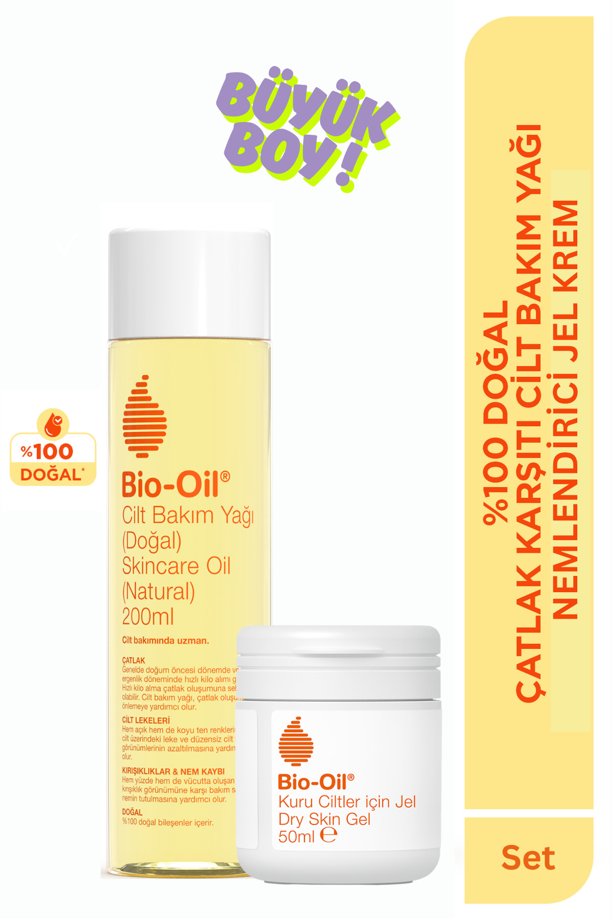 Çatlak Karşıtı Nemlendirici Cilt Bakım Yağı 200 ml ve Kuru Ciltler İçin Bakım Jeli 50 ml — PKT.BIO.1.25ML
