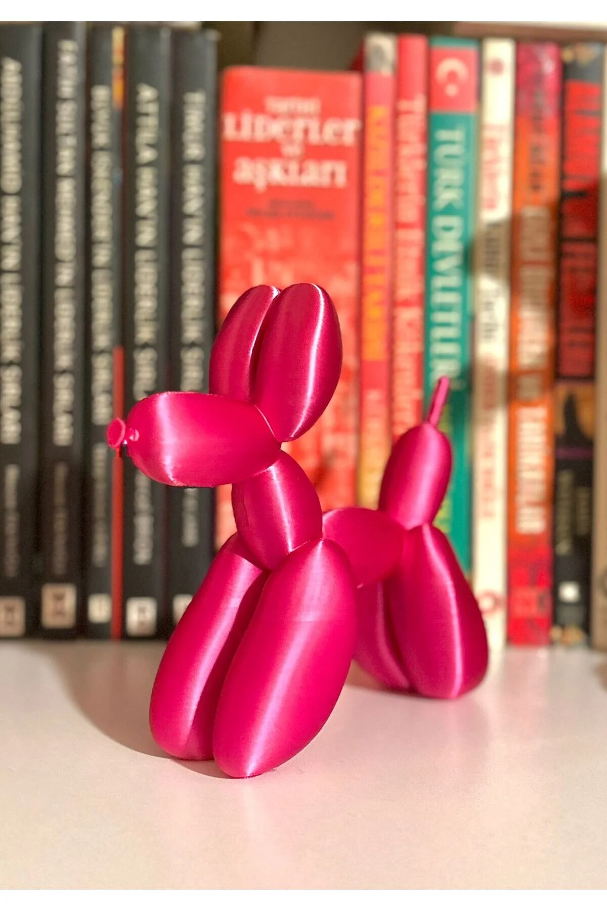 Fuchsia glossy , 3d Design Balloon Dog Decorative Trinket - Home / Office 6 x 12