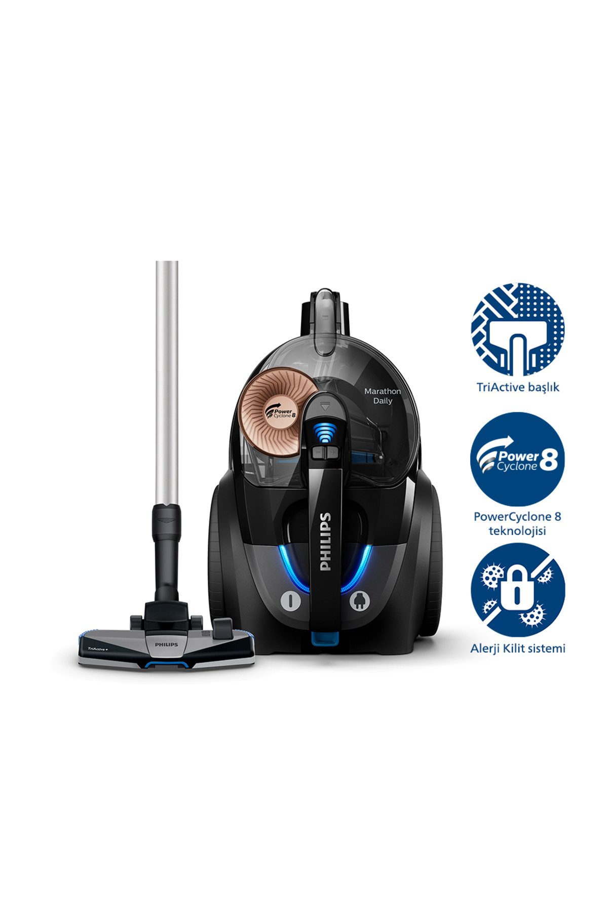 Philips 7000 Serisi Marathon Daily Torbasız Elektrikli Süpürge, 750W, PowerCy...