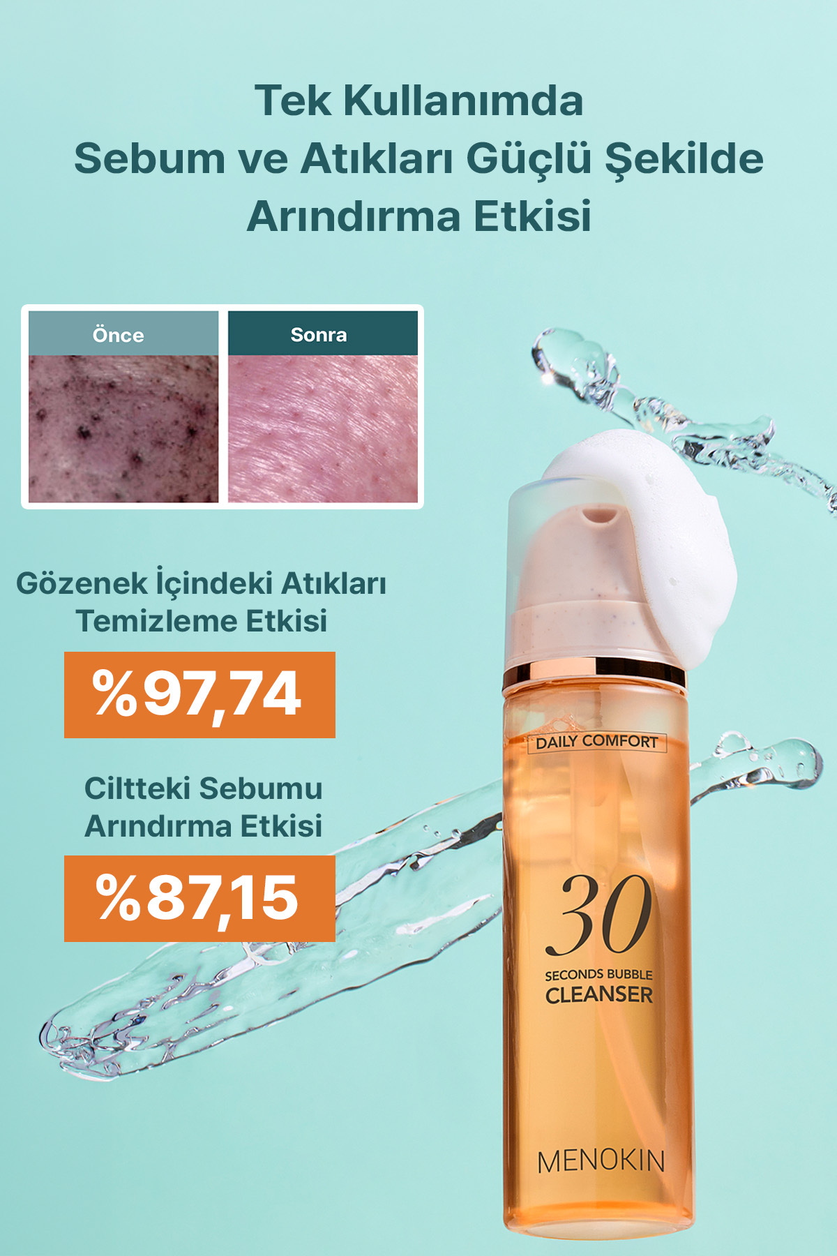 فوم پاک کننده صورت مرطوب کننده و پنبه ای MENOKIN، پاک کننده حبابی 30 ثانیه ای (مناسب برای استفاده روزانه) — MENODAILPIA — تصویر 5 از 9