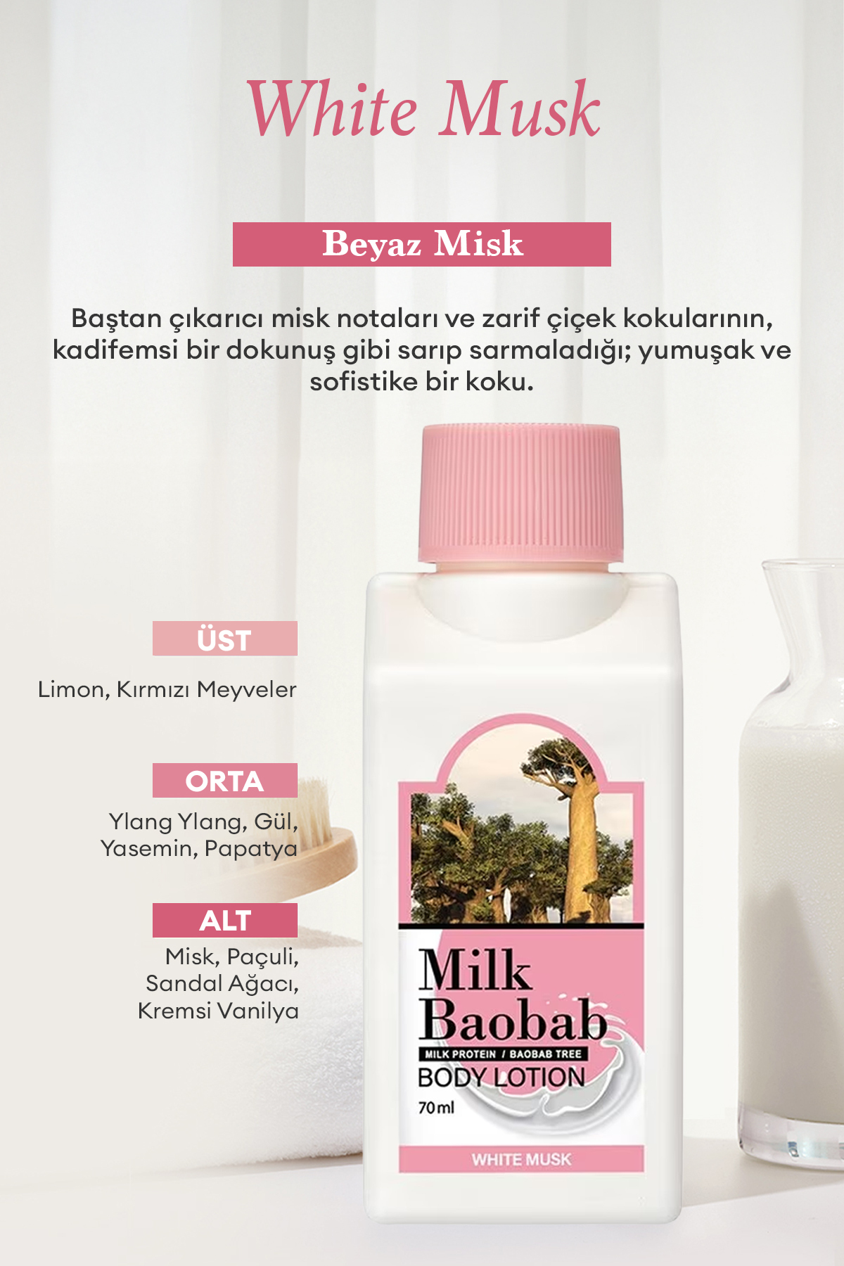 Pantenol İçeren Nemlendirici Vücut Losyonu Original Body Lotion (White Musk) 70ml — 9421 — تصویر 6 از 7
