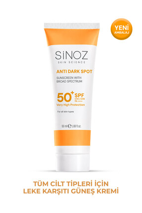Sinoz Spf50+ Leke Karşıtı Yüksek Koruyucu Yüz Güneş Kremi Normal Ve Kuru Cilt...