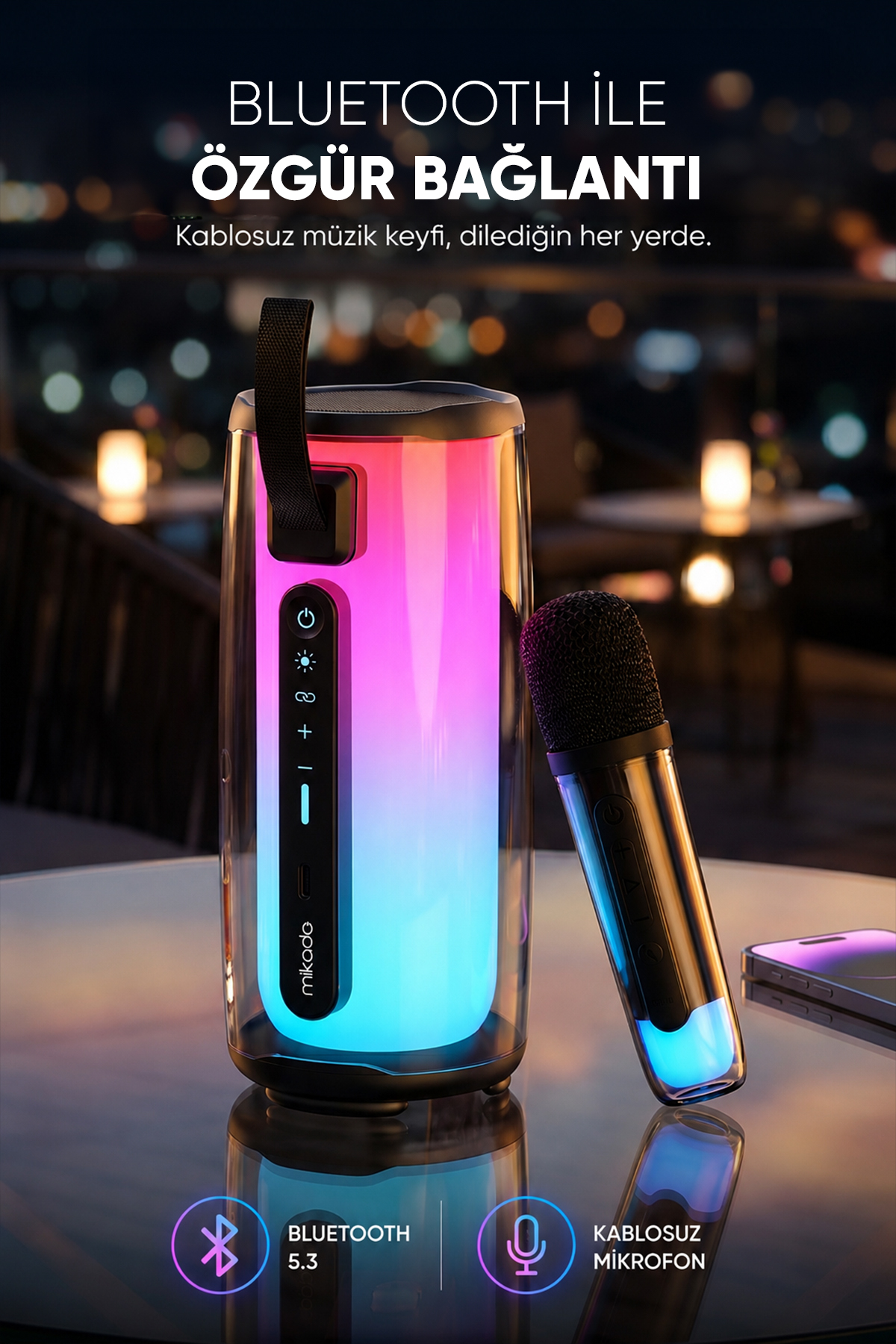 MD-17BT Capella Black 10W 1 RGB Transparent/Bt/TF Card/Aux/Usb TWS 1800 mAh Battery with Microphone