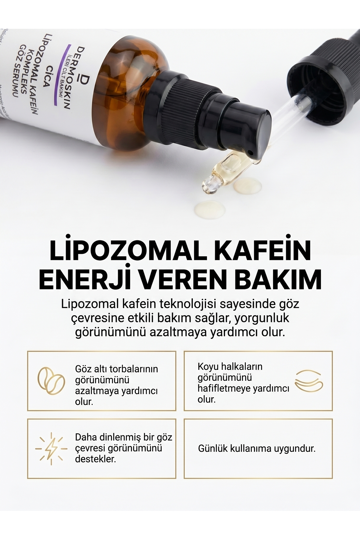 CİCA Liposomal Kafein Kompleks Göz Serumu | Yaşlanma ve Kırışıklık Karşıtı | 30 ml — 8697796003135 — تصویر 3 از 9