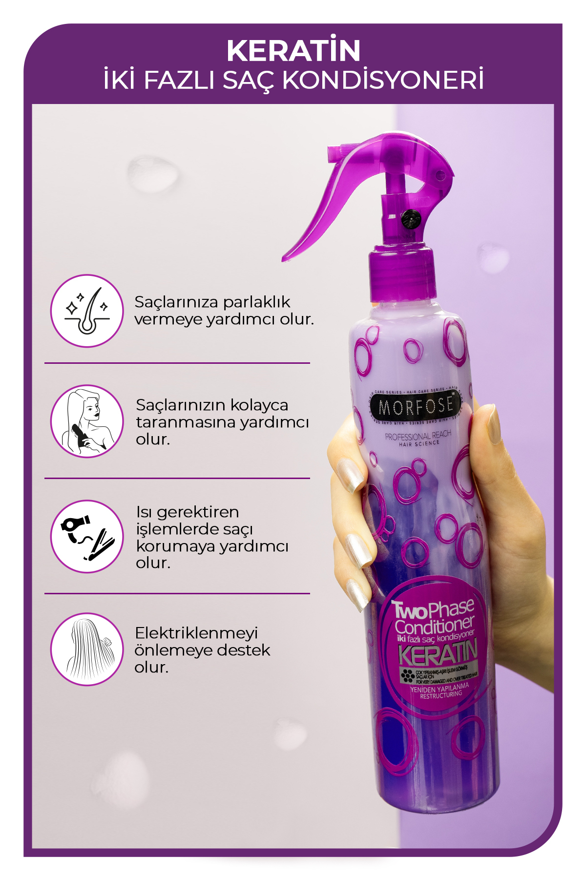 Keratin Içerikli Fön Suyu Mor 400 Ml — ROCHZ1040106 — تصویر 2 از 3