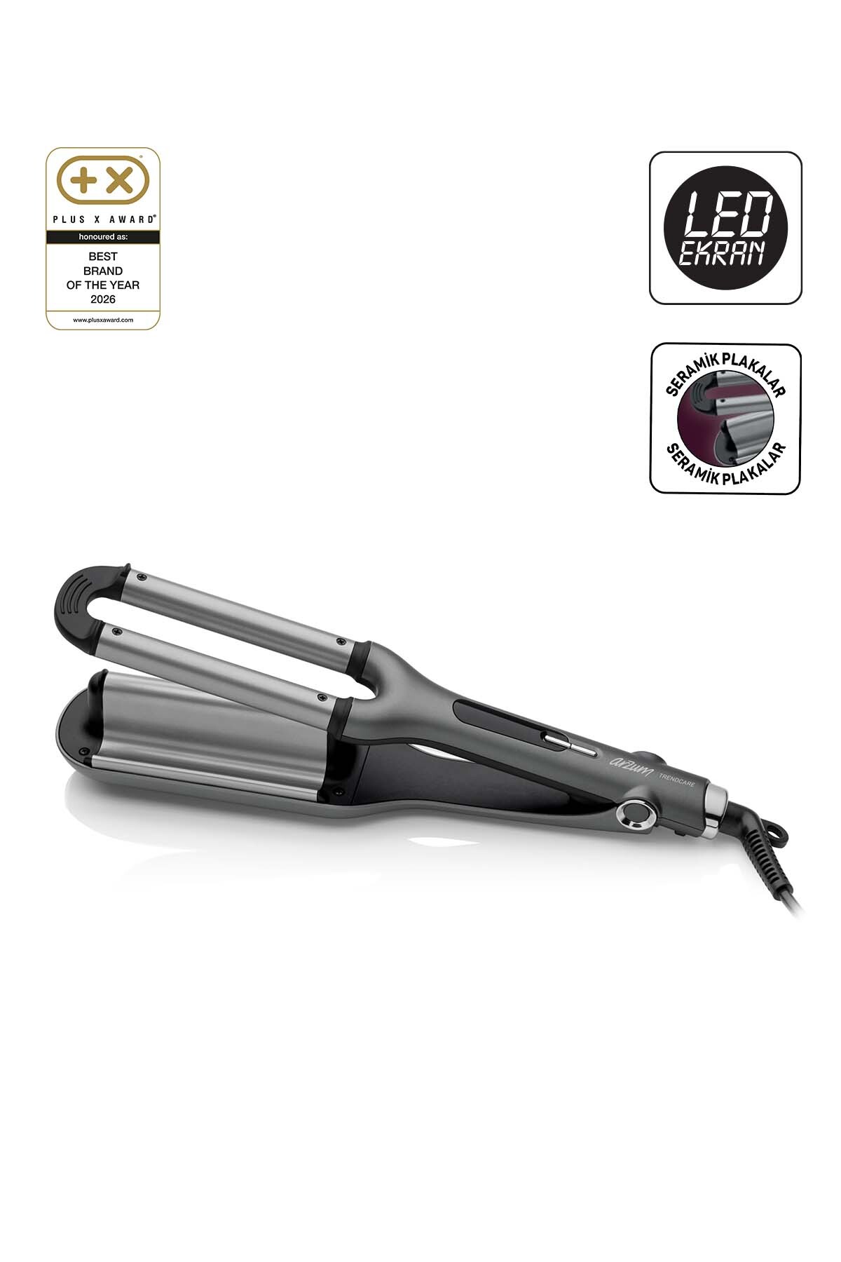 AR5079 Trendcare Ceramic Curling Iron 16 mm, 9 Stage Heat Setting Wag Curling Iron, Anthracite