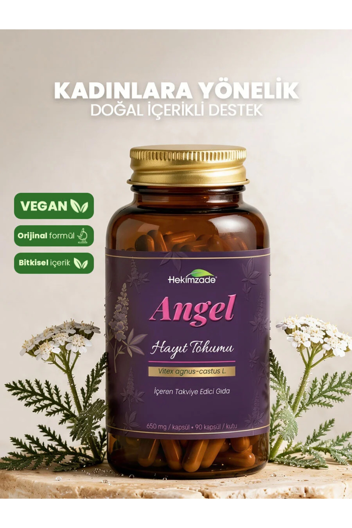 Hekimzade Angel 90 Kapsül 650 mg – Civanperçemi İçeren Kadınlara