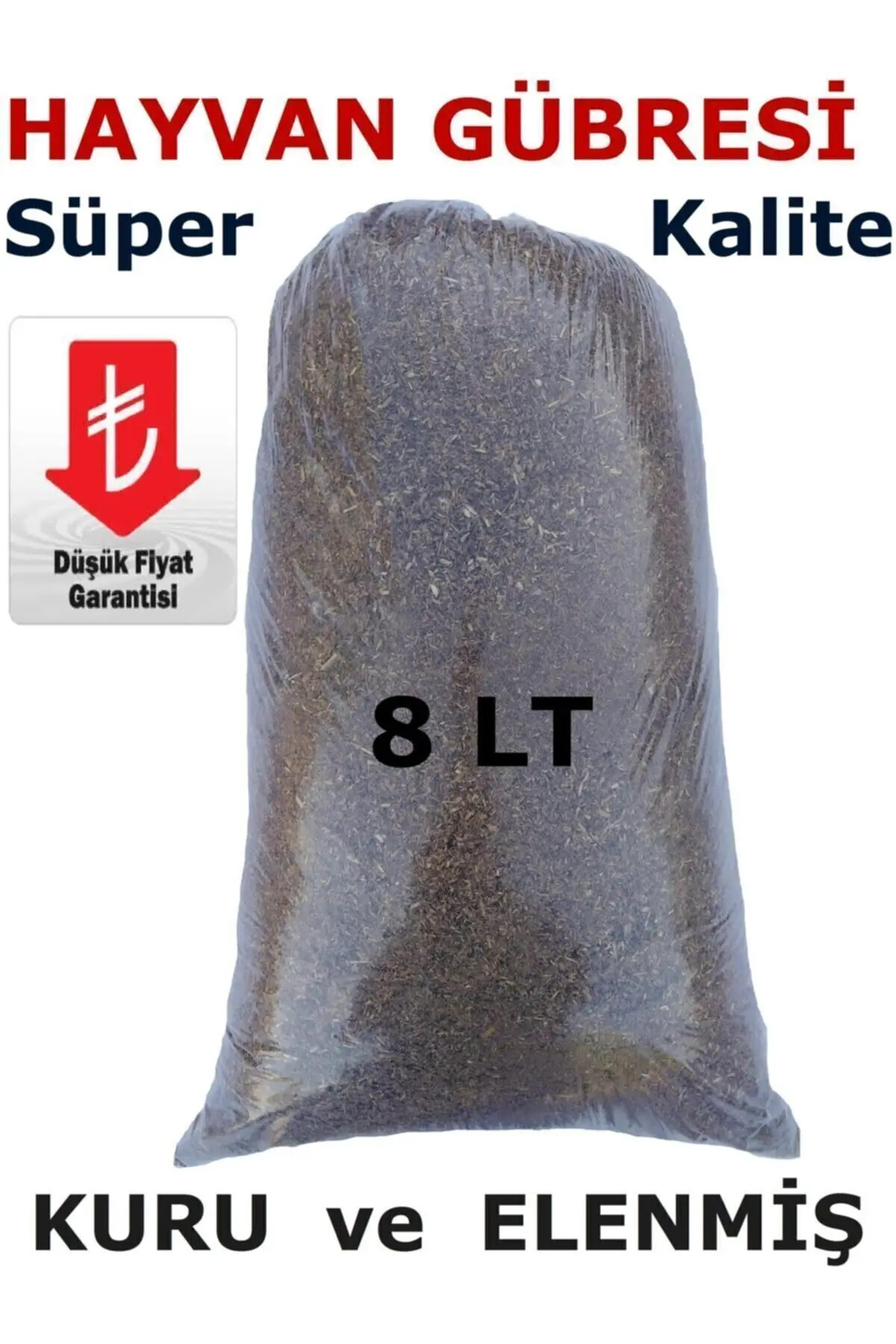 Bitki Coşturan Süper Kalite Yanmış Elenmiş Kuru Hayvan Gübresi 8 Litre