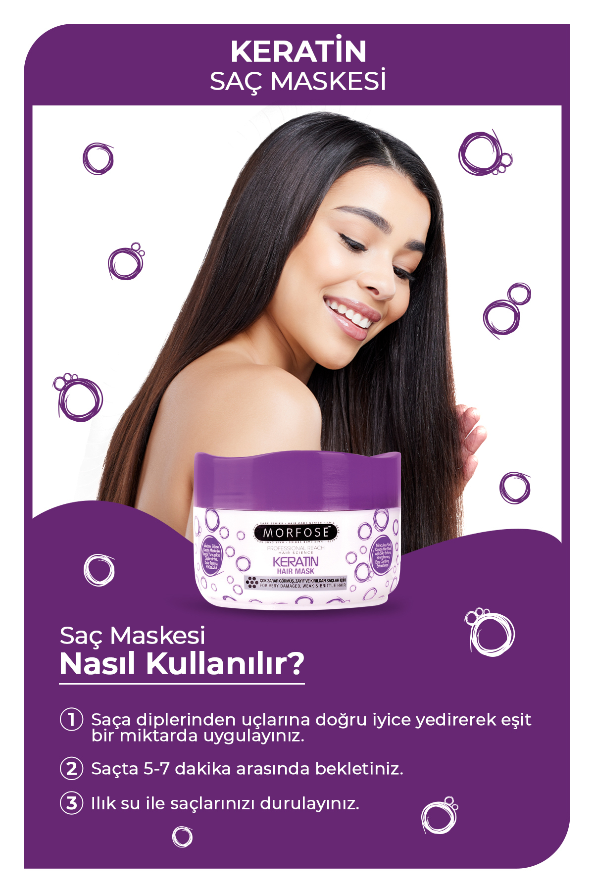 Keratin İçerikli Saç Maskesi 500 ml — 8680678831117 — تصویر 3 از 3