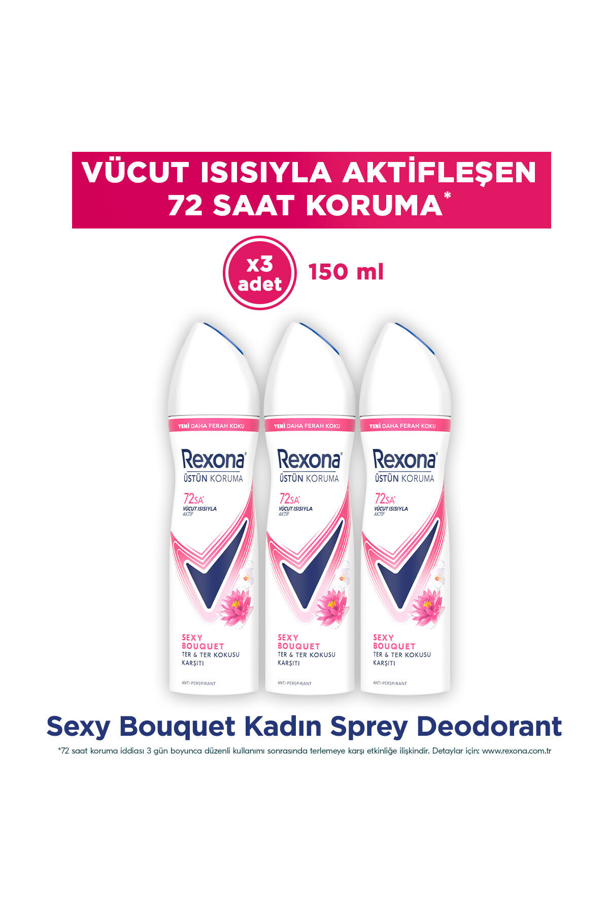 Rexona Kadın Sprey Deodorant Sexy Bouquet 150 ml x3