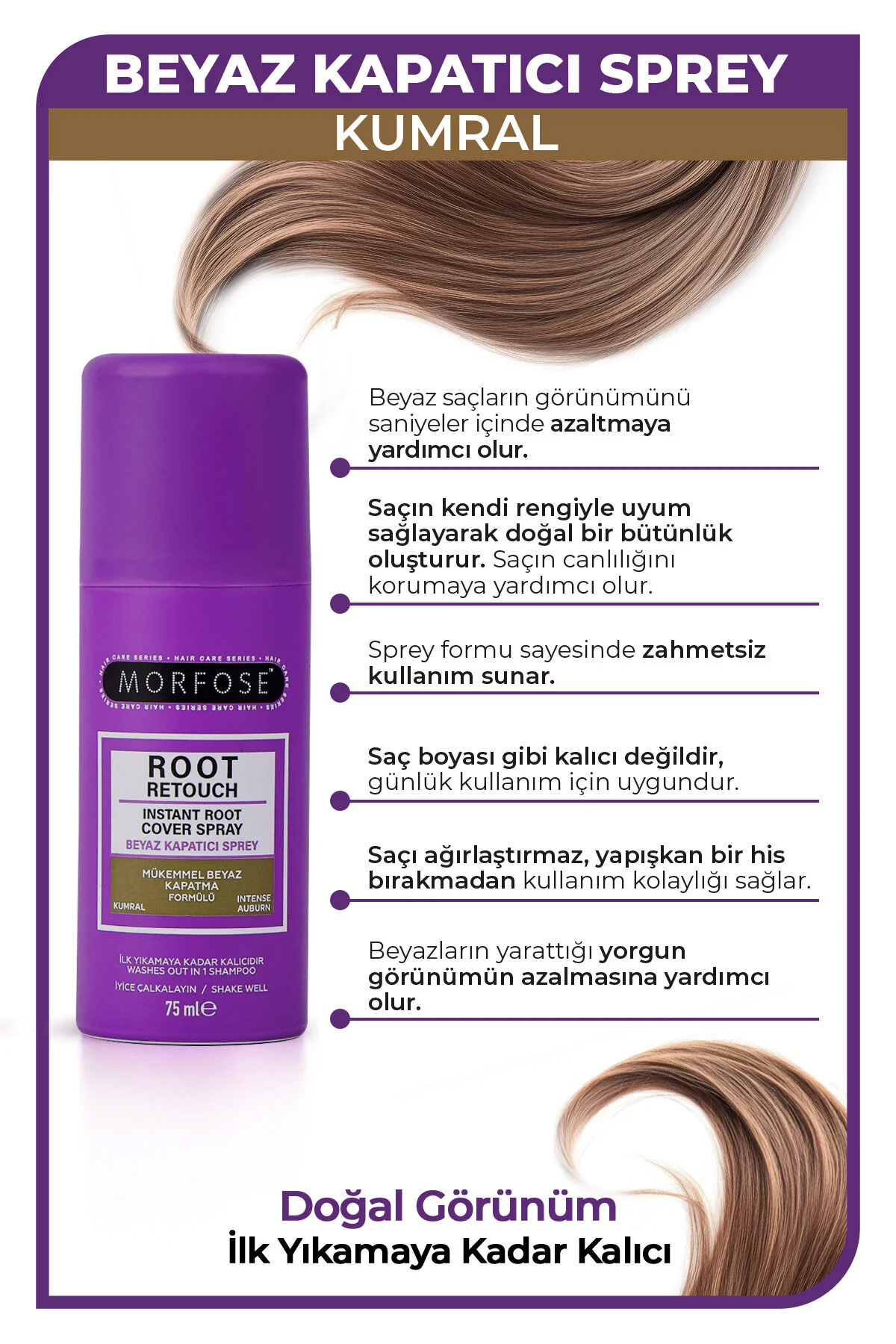 Beyaz Kapatıcı Sprey 75 ml Kumral Saçlar — 1100015778 — تصویر 2 از 3