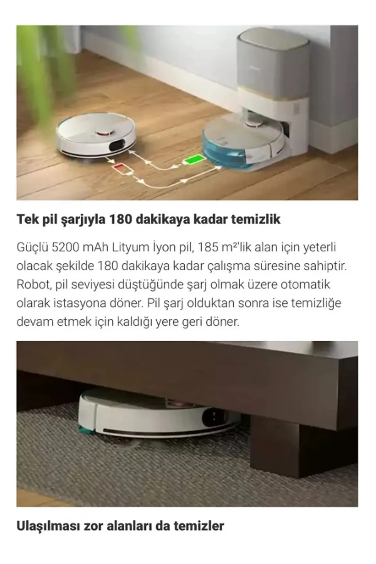 Homerun 7000 Serisi Aqua Robot Süpürge Beyaz - 5000pa Premium 6