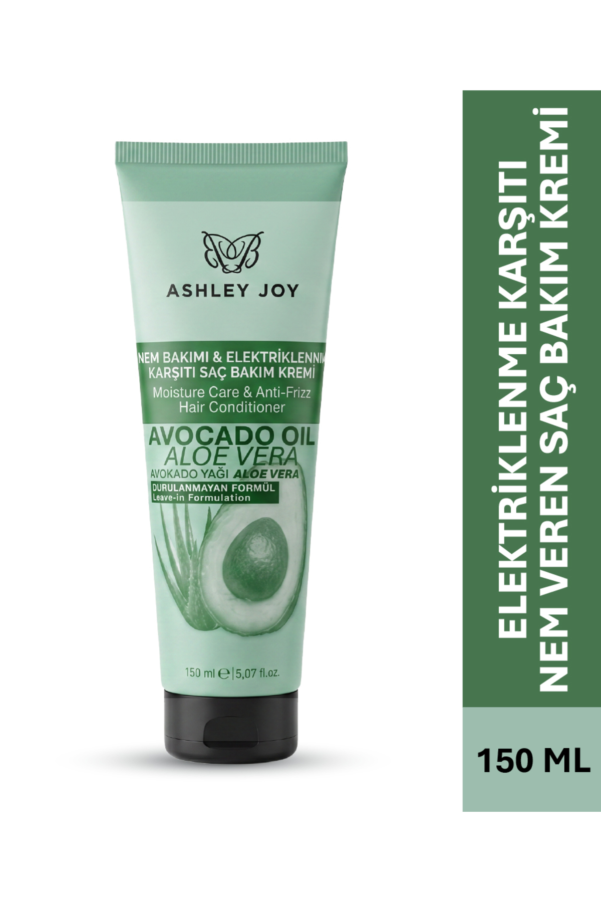 ASHLEY JOY Tutuş Sağlayan Nemlendirici Elektriklenme Karşıtı Durulanmayan Bakım Kremi Avokado, Aloevera 150 ml — AJ.02.00012