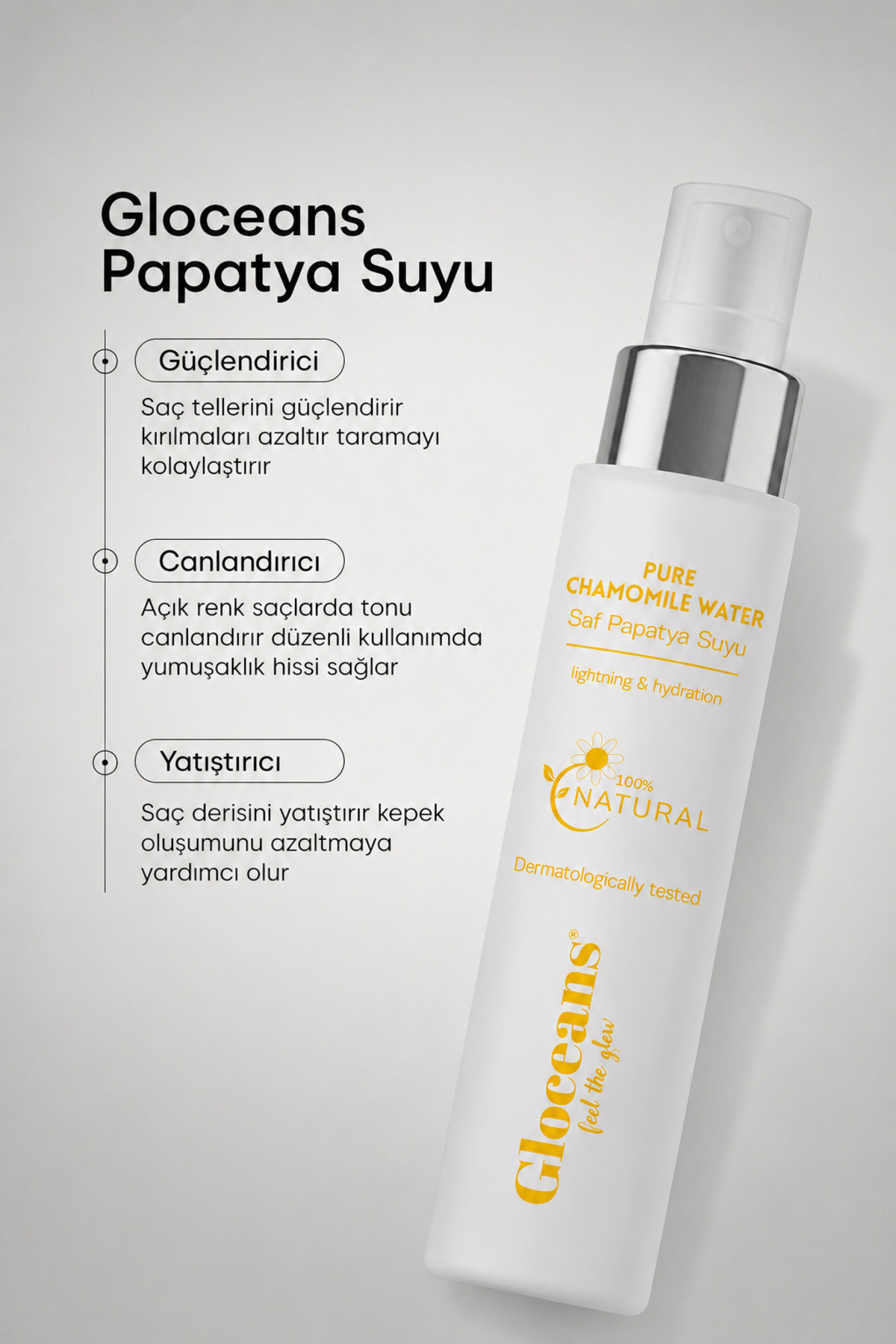 Papatya Suyu %100 Doğal ve Saf Saç Toniği 100 ml — GLO-ST-PS001 — تصویر 4 از 4