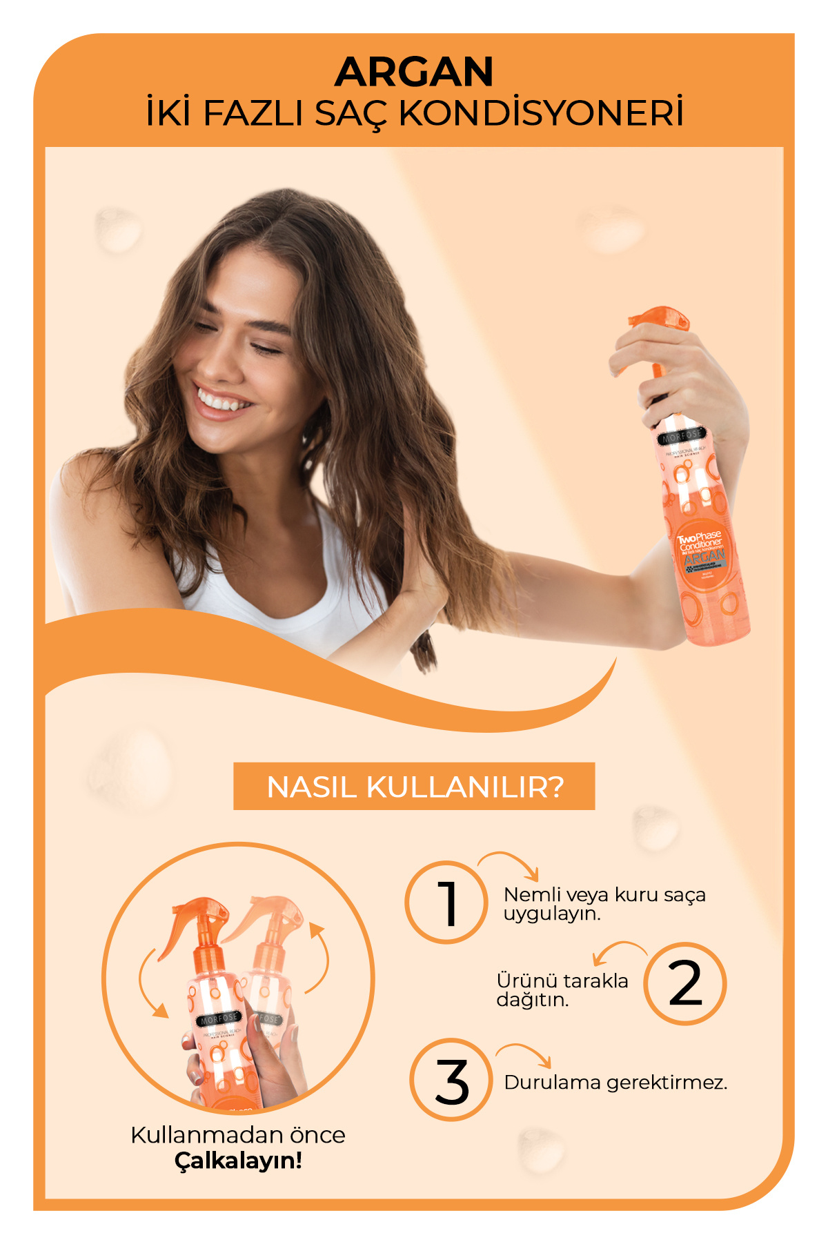 Argan Içerikli Fön Suyu Turuncu 400 ml — MF-TURUNCU-400ML-SU — تصویر 3 از 3