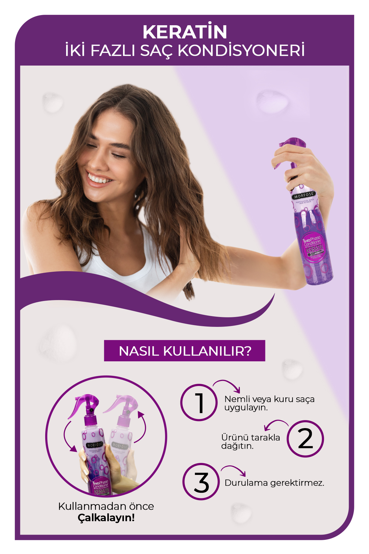 Keratin Içerikli Fön Suyu Mor 400 Ml — ROCHZ1040106 — تصویر 3 از 3