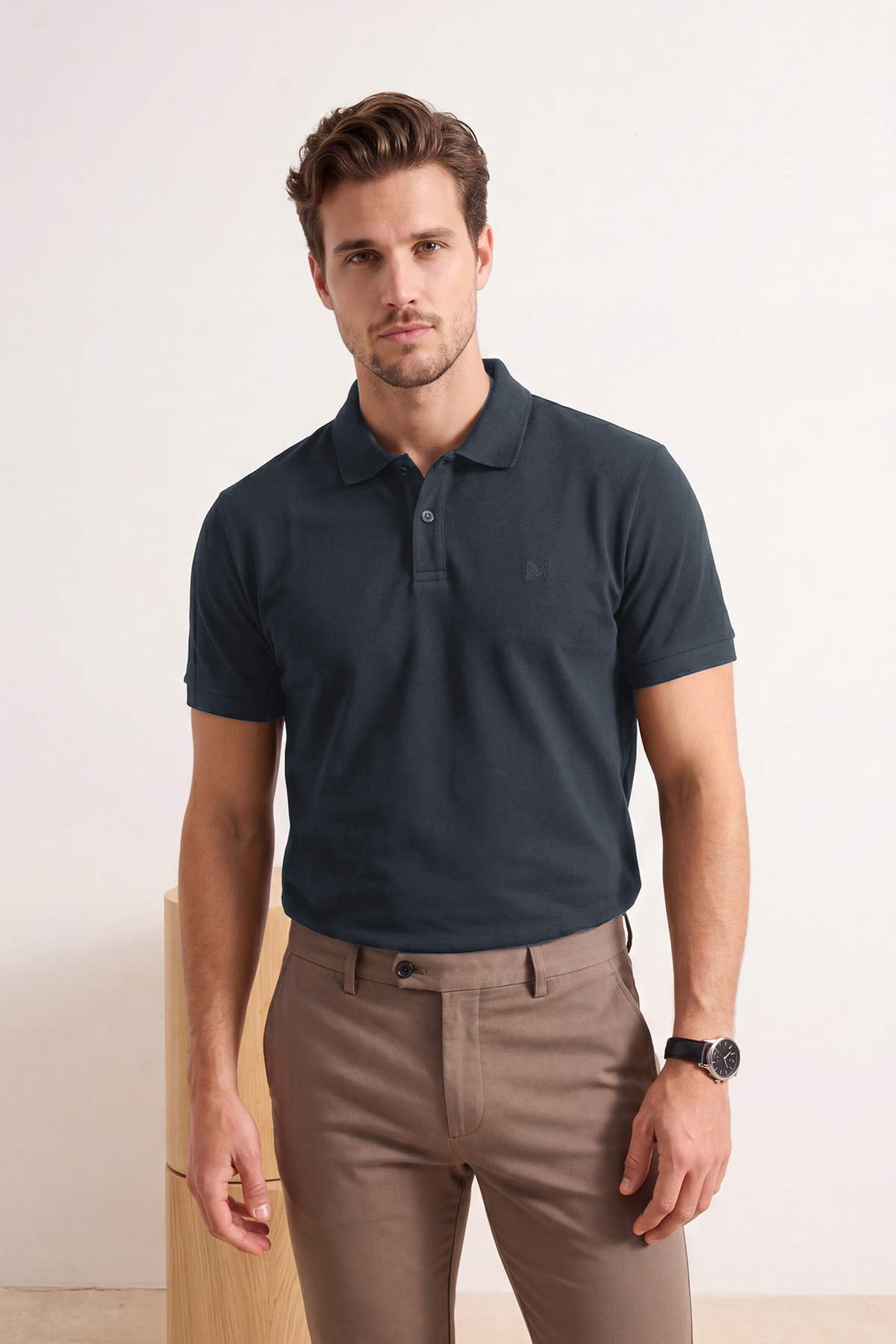 Trendyolmilla Man Füme Regular/Rahat Kesim Fit Pike Polo Yaka T-shirt TMNSS26PO00029