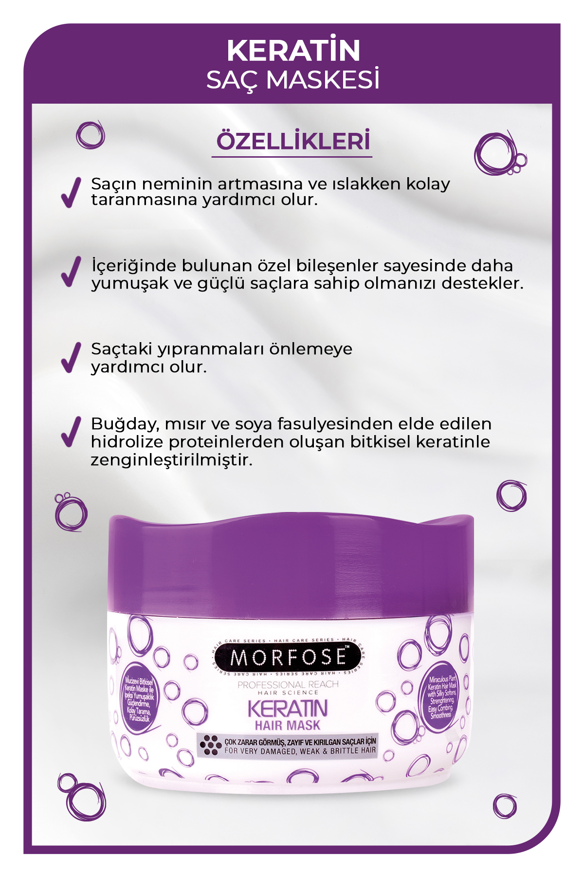 Keratin İçerikli Saç Maskesi 500 ml — 8680678831117 — تصویر 2 از 3