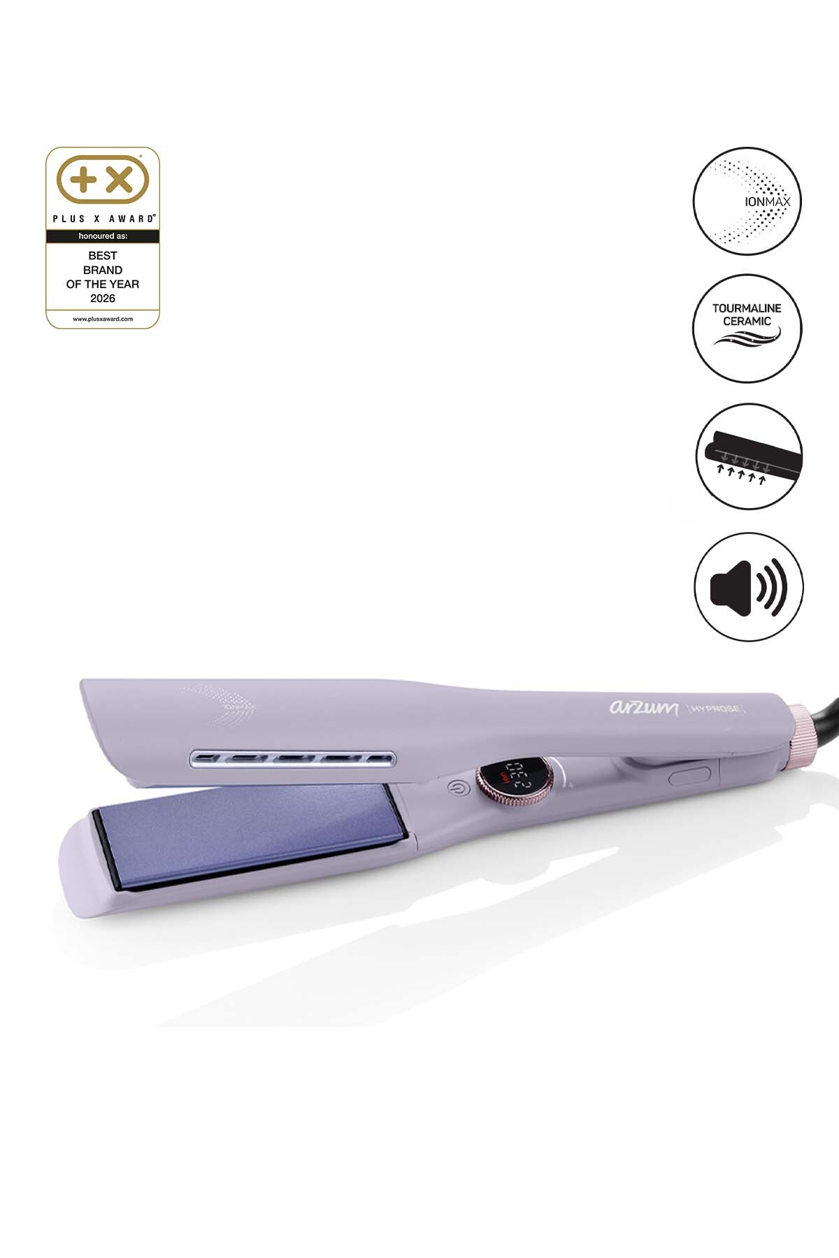 Hypnose Ionmax AR5111 Professional Hair Straightener – Large Plate, Ionic, Fast, Glossy – Purple