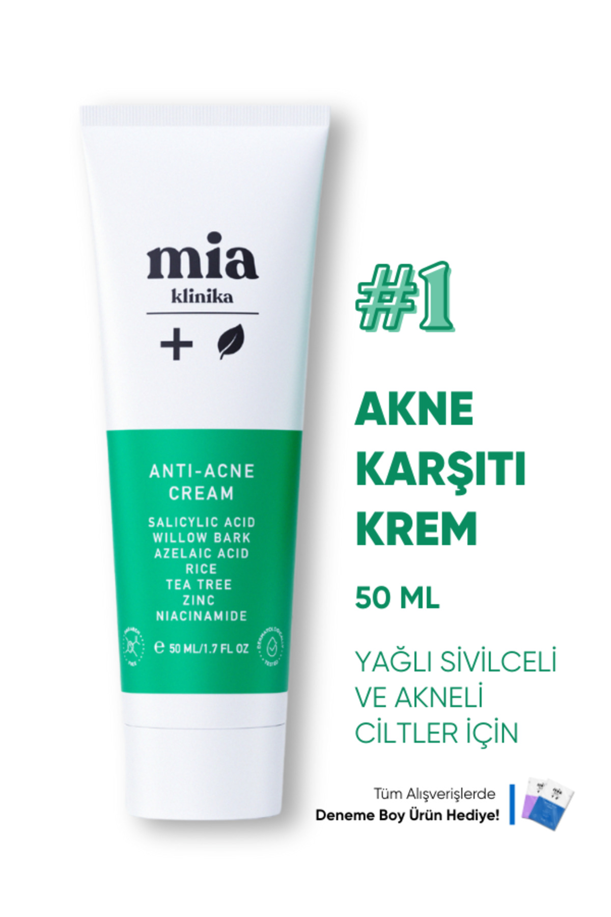 mia klinika Akneli Sivilceli ve Yağlı Ciltler İçin Bariyer Güçlendirici Nemlendirici Krem