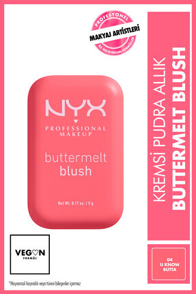 NYX Professional Makeup Buttermelt Blush 12 Saate Kadar Kalıcı Kremsi Pudra A...
