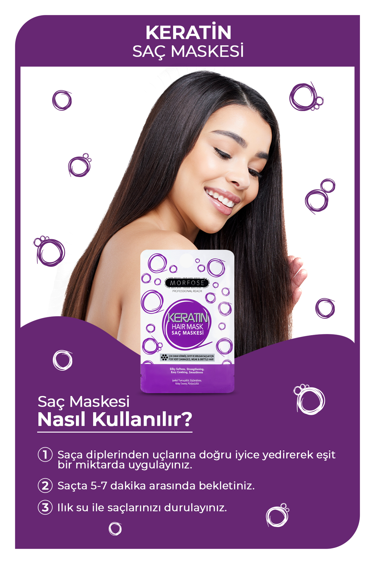 Keratin Saç Maskesi 25 ml 10 Adet — MI00000462 — تصویر 3 از 3