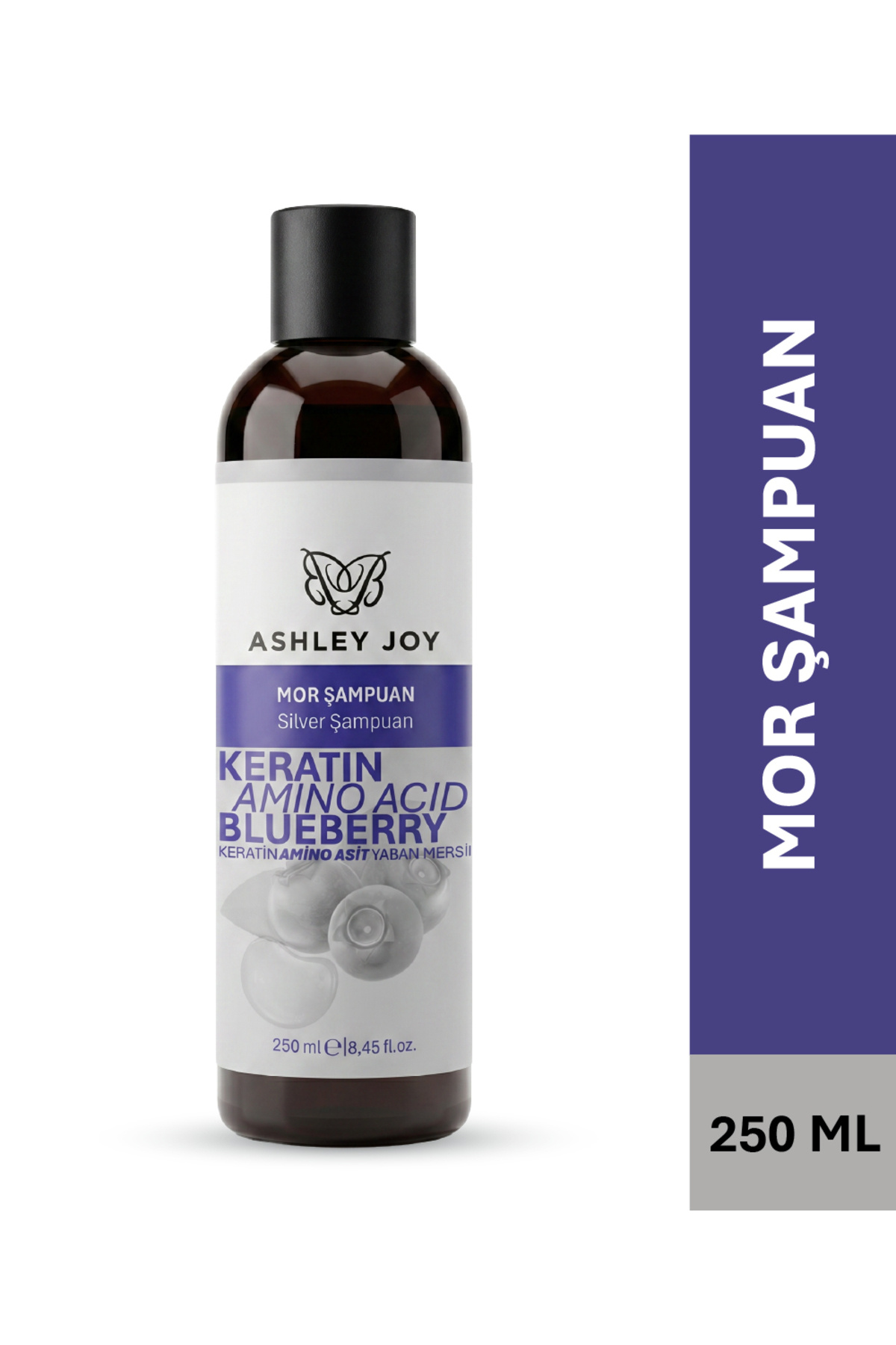 ASHLEY JOY Mor Şampuan 250ml Platin, Sarı Saçlar İçin Turunculaşma Karşıtı Keratin İçerikli Parabensiz Silver — AJ.01.00010