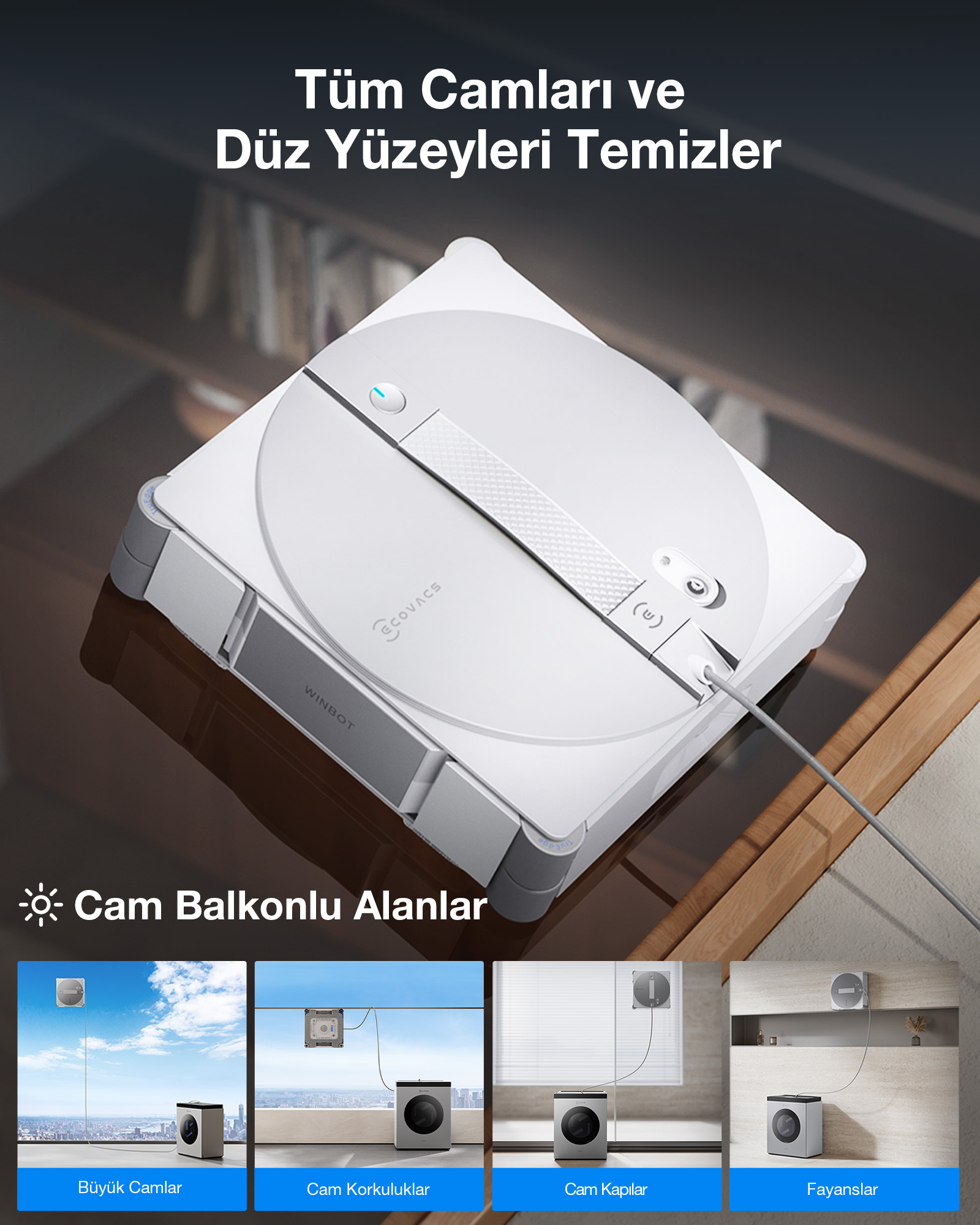 ECOVACS WINBOT W3 OMNI Cam Temizleme Robotu