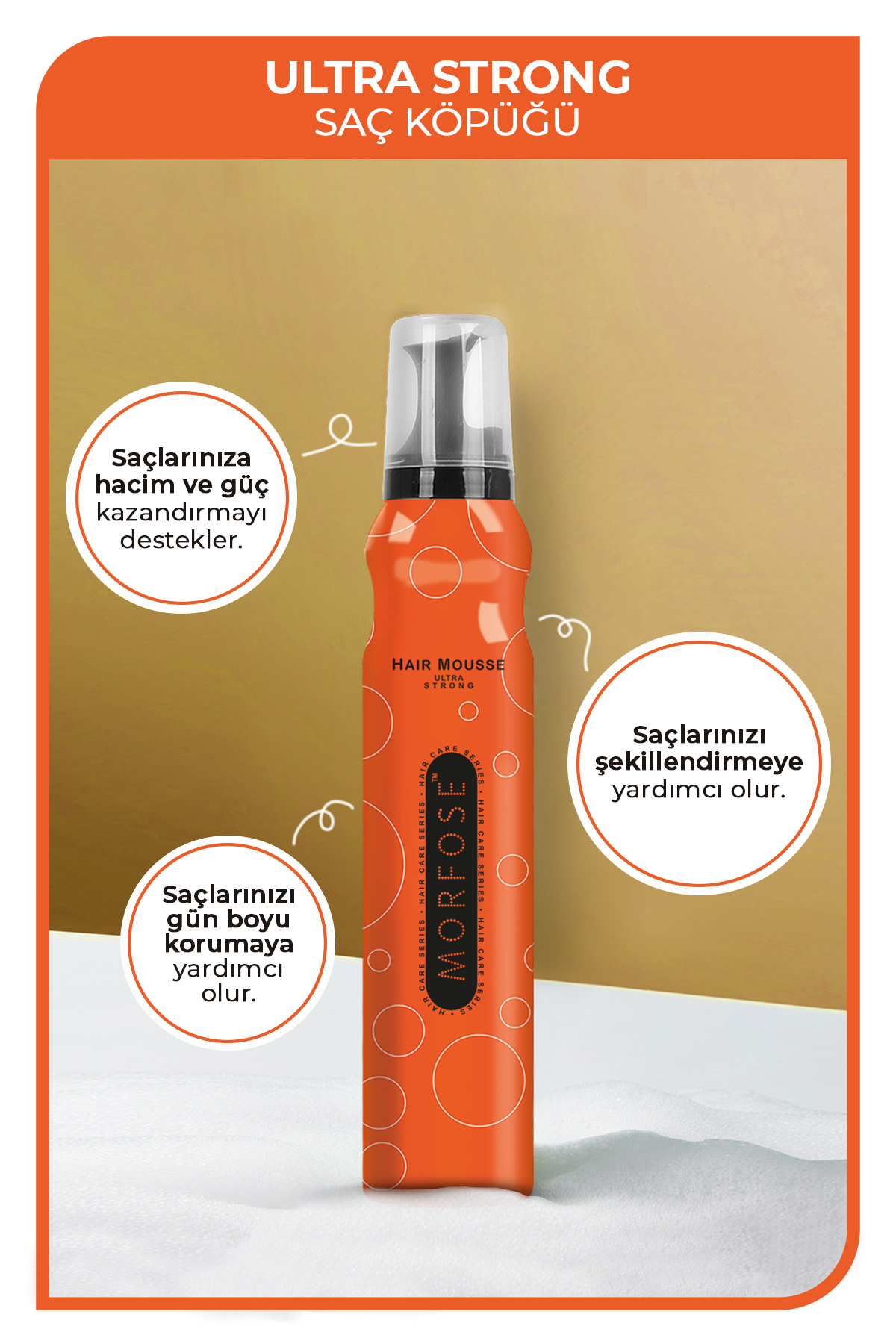 Ultra Strong Saç Köpüğü 200 ml — Morfose Saç Köpügü Turuncu 200 ml — تصویر 3 از 4