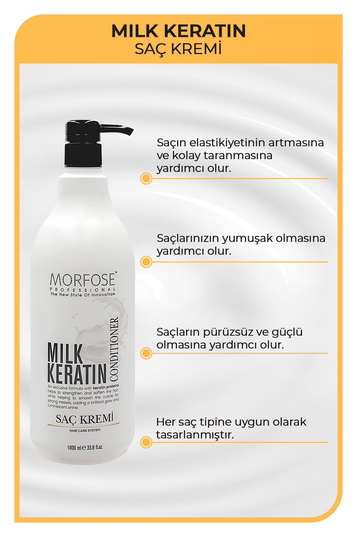 Milk Therapy Keratin Saç Bakım Kremi 1000 Ml - Saç Dökülmesi Önleyici, Besleyici, Koruyucu Etki — 1100005888 — تصویر 2 از 3